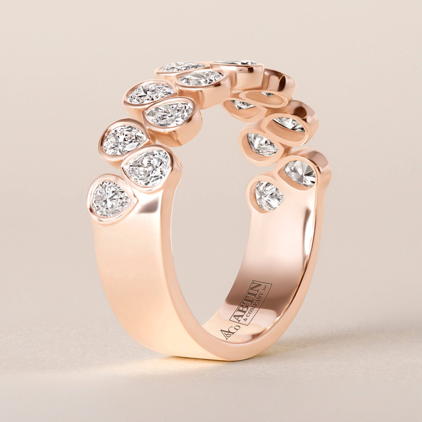 Cascade Tear Drop Band — Halfway Ring ABB-716.1-PR-D-5  - Abtin & Co.