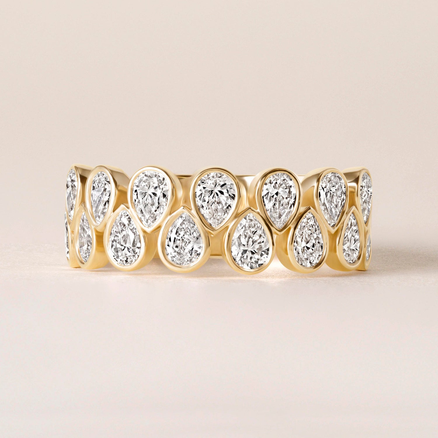 Cascade Tear Drop Band — Halfway Ring ABB-716.1-PR-D-1  - Abtin & Co.