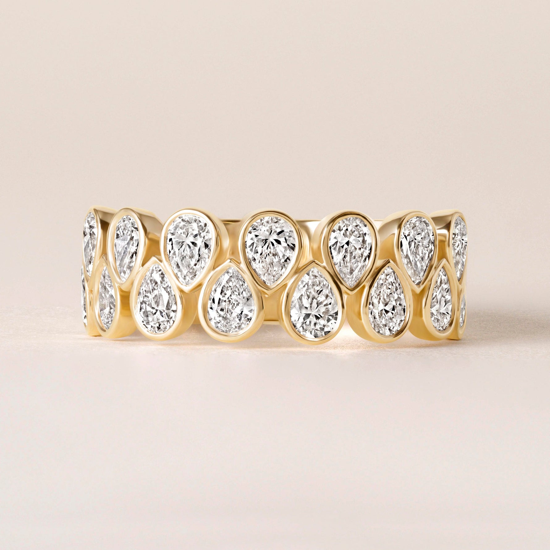Cascade Tear Drop Band — Halfway Ring ABB-716.1-PR-D-1  - Abtin & Co.