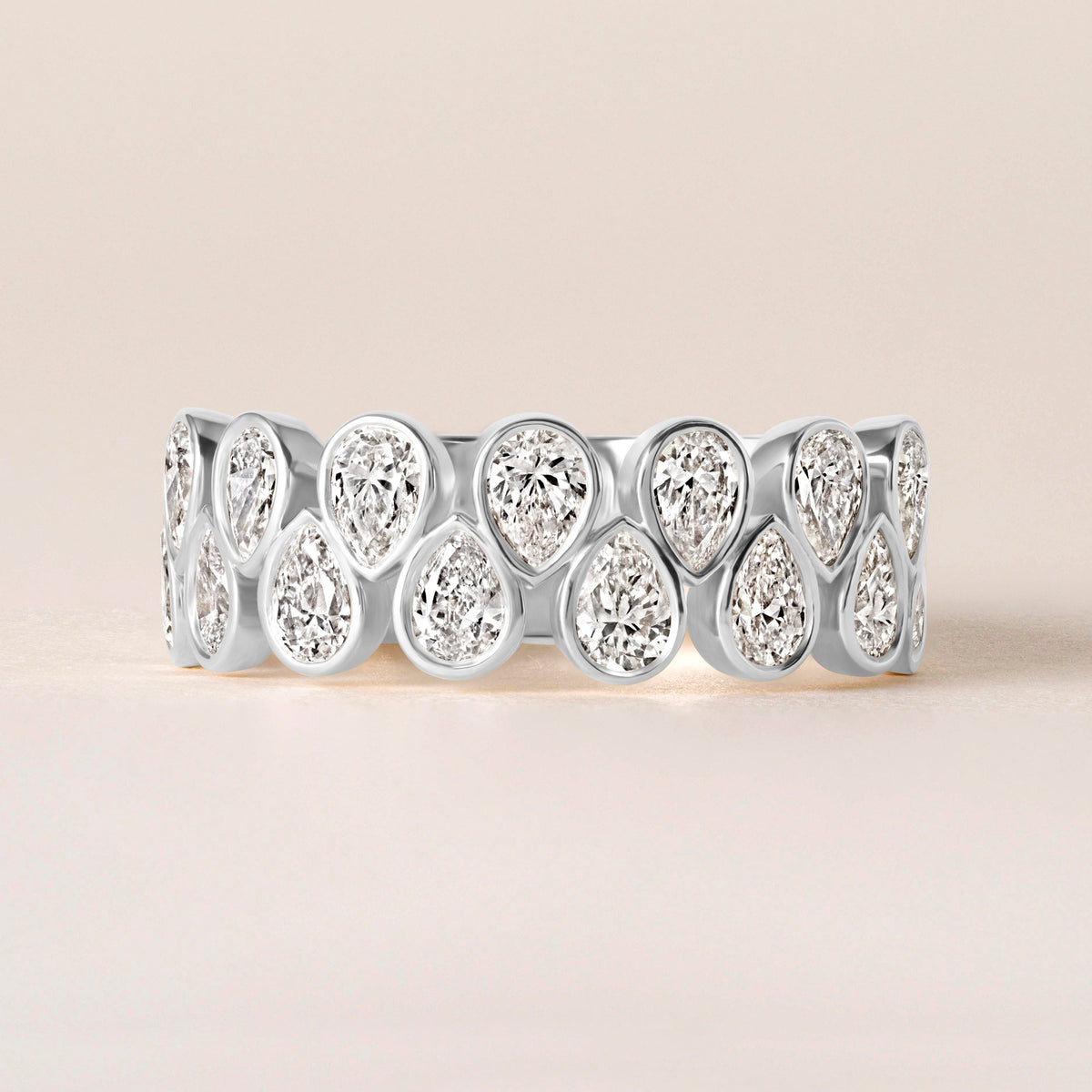 Cascade Tear Drop Band — Halfway Ring ABB-716.1-PR-D-3  - Abtin & Co.