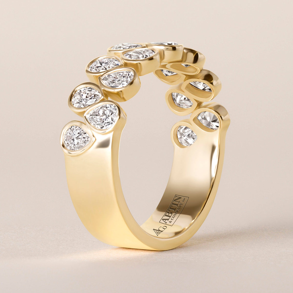 Cascade Tear Drop Band — Halfway Ring ABB-716.1-PR-D-1  - Abtin & Co.