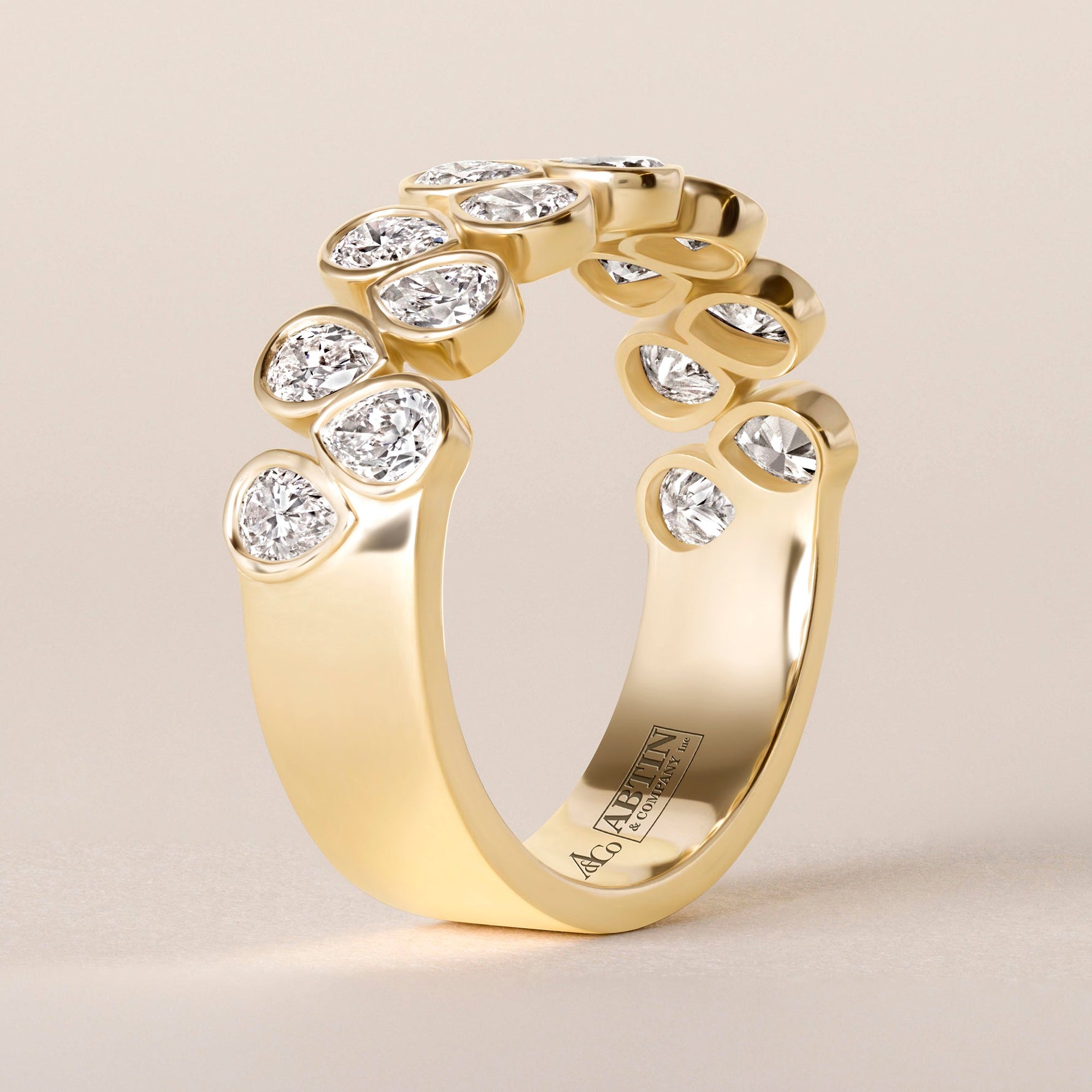 Cascade Tear Drop Band — Halfway Ring ABB-716.1-PR-D-1  - Abtin & Co.