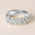 Cascade Tear Drop Band — Halfway Ring ABB-716.1-PR-D-3  - Abtin & Co.
