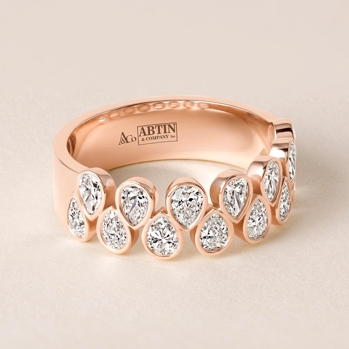 Cascade Tear Drop Band — Halfway Ring ABB-716.1-PR-D-5  - Abtin & Co.