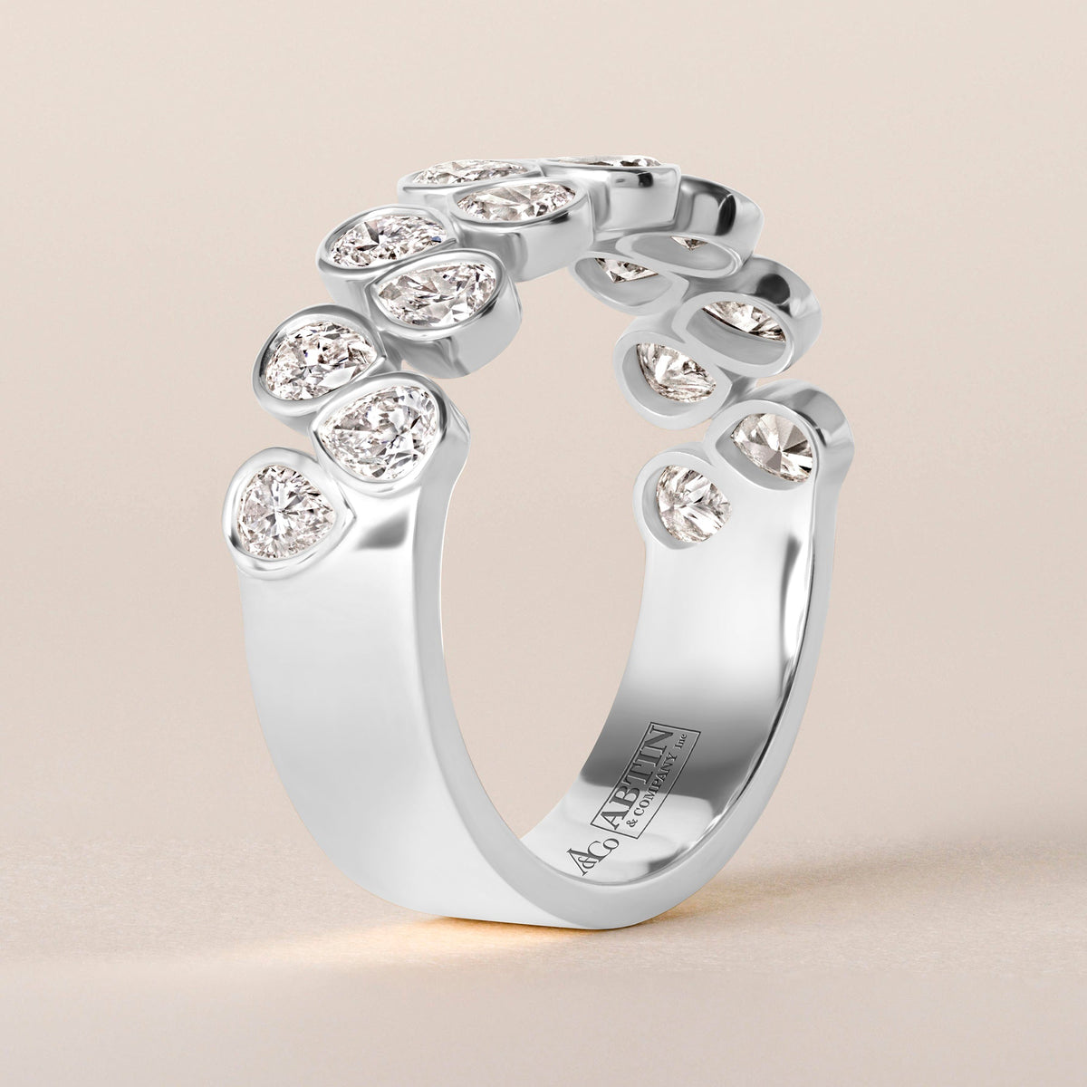 Cascade Tear Drop Band — Halfway Ring ABB-716.1-PR-D-3  - Abtin & Co.
