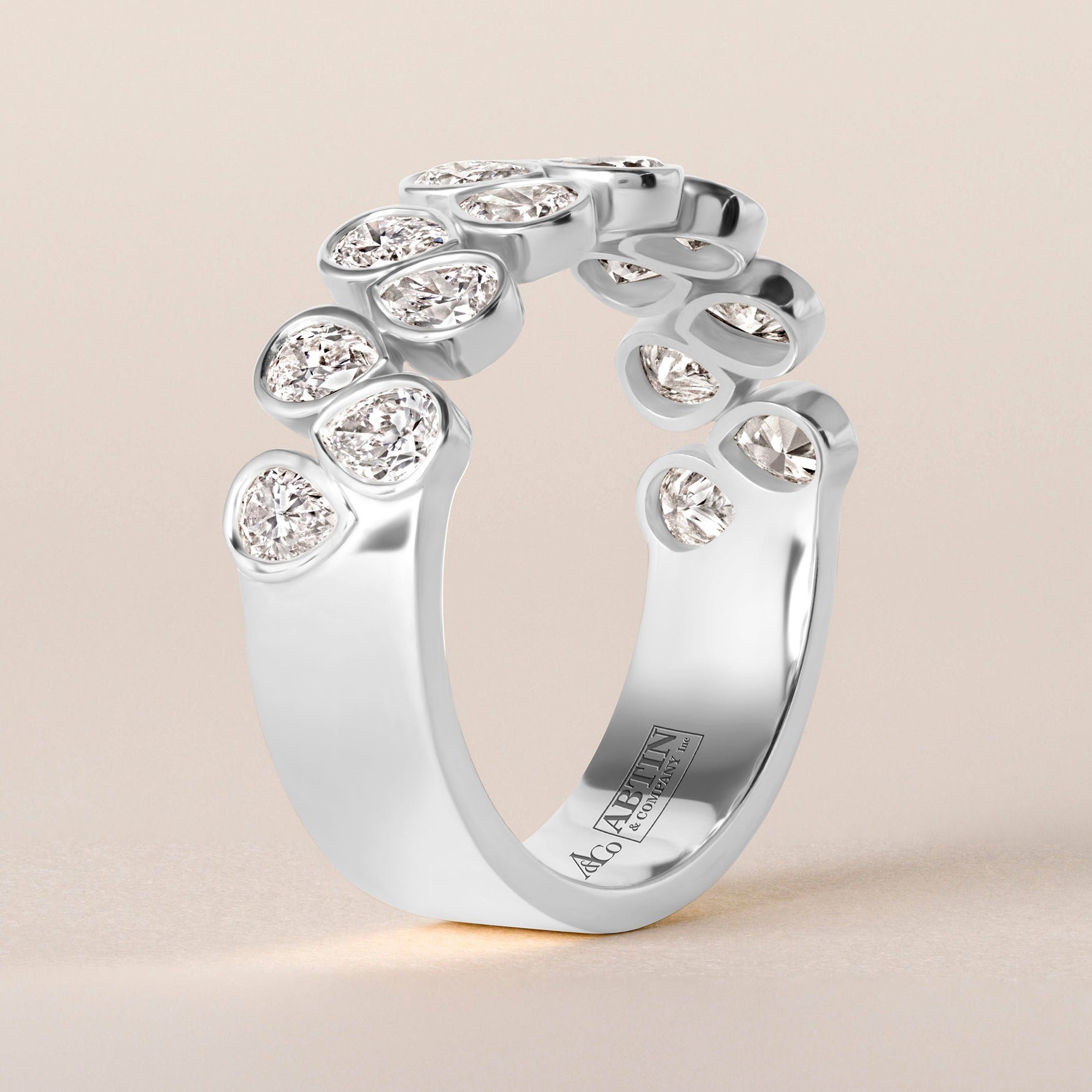 Cascade Tear Drop Band — Halfway Ring ABB-716.1-PR-D-3  - Abtin & Co.