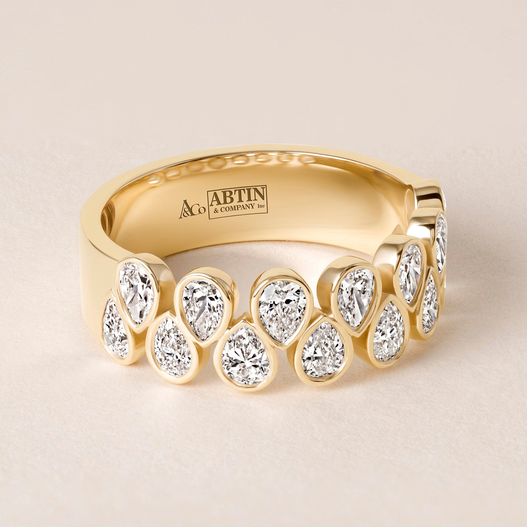 Cascade Tear Drop Band — Halfway Ring ABB-716.1-PR-D-1  - Abtin & Co.