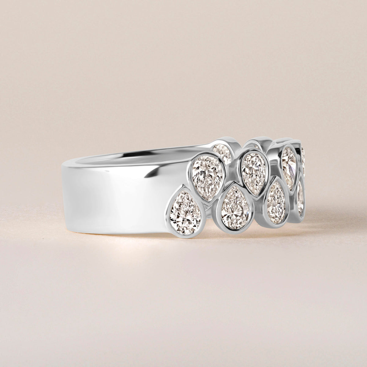 Cascade Tear Drop Band — Halfway Ring ABB-716.1-PR-D-3  - Abtin & Co.
