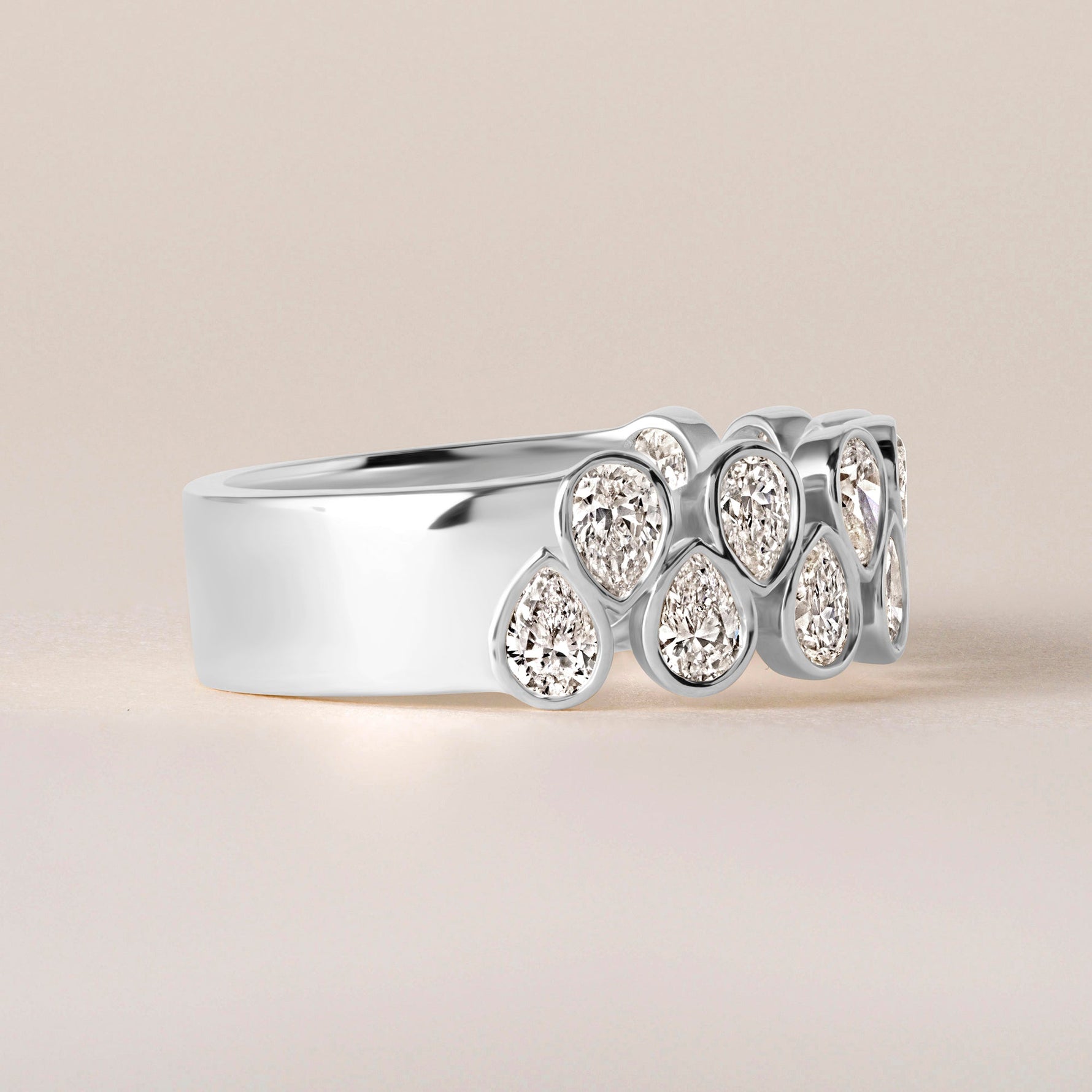 Cascade Tear Drop Band — Halfway Ring ABB-716.1-PR-D-3  - Abtin & Co.
