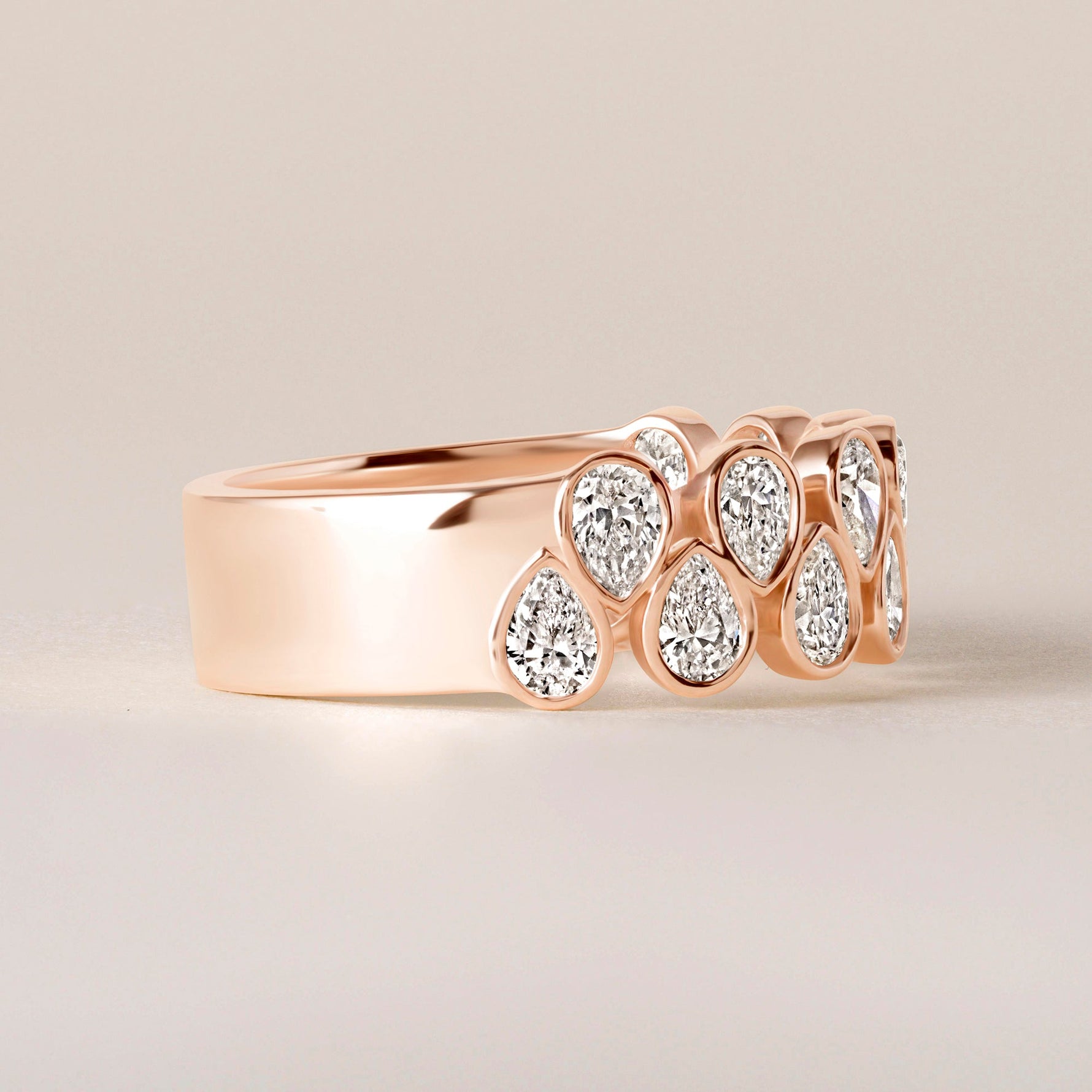 Cascade Tear Drop Band — Halfway Ring ABB-716.1-PR-D-5  - Abtin & Co.