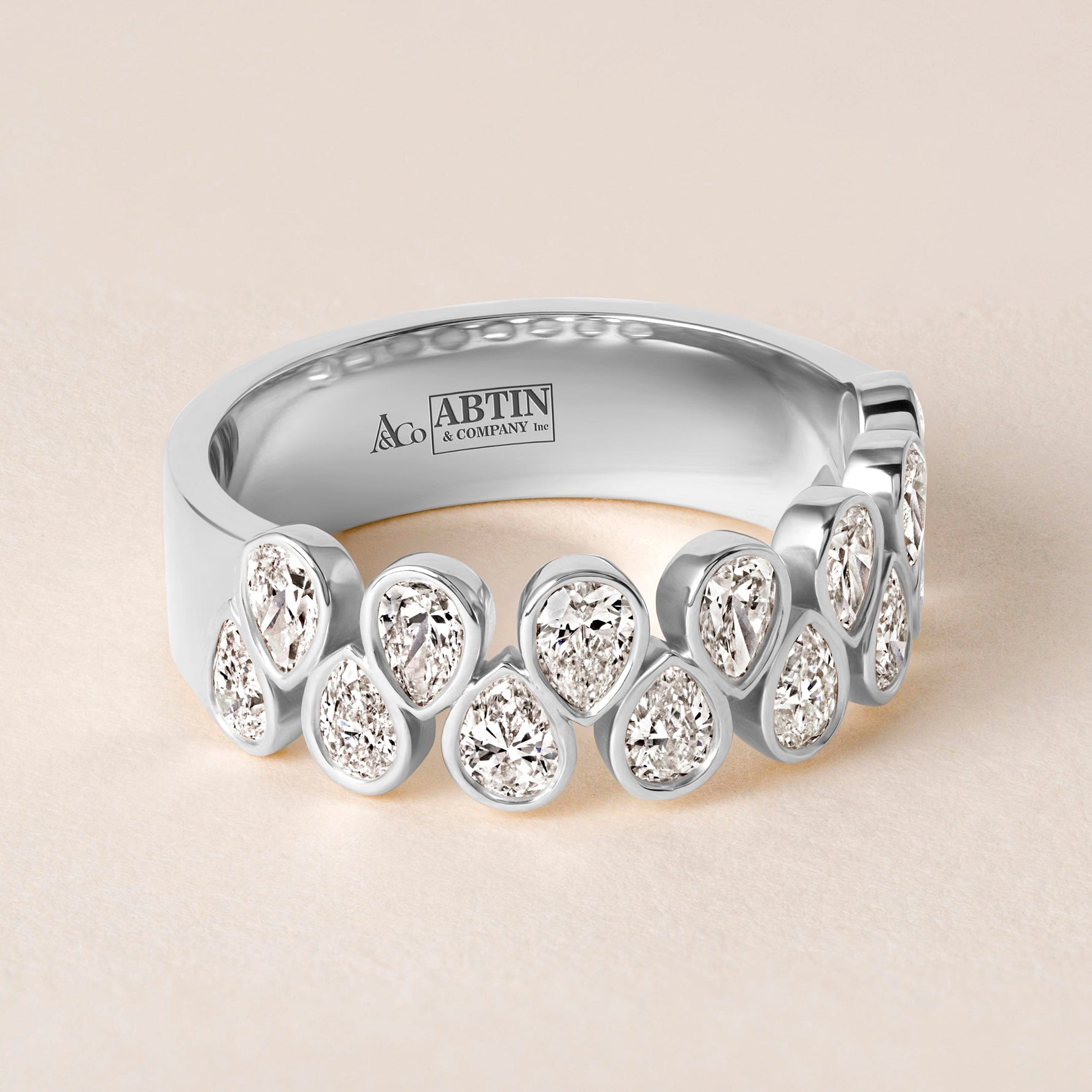 Cascade Tear Drop Band — Halfway Ring ABB-716.1-PR-D-3  - Abtin & Co.