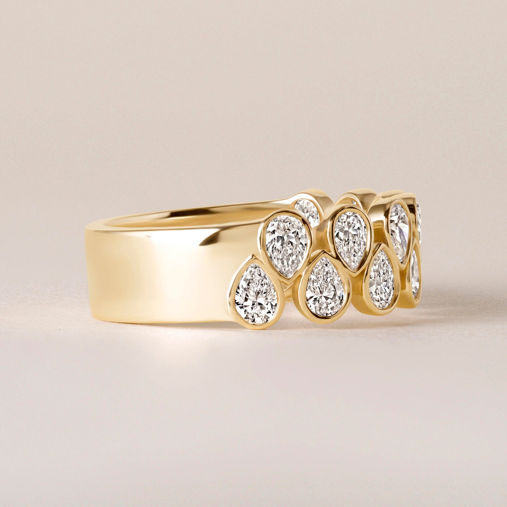 Cascade Tear Drop Band — Halfway Ring ABB-716.1-PR-D-1  - Abtin & Co.
