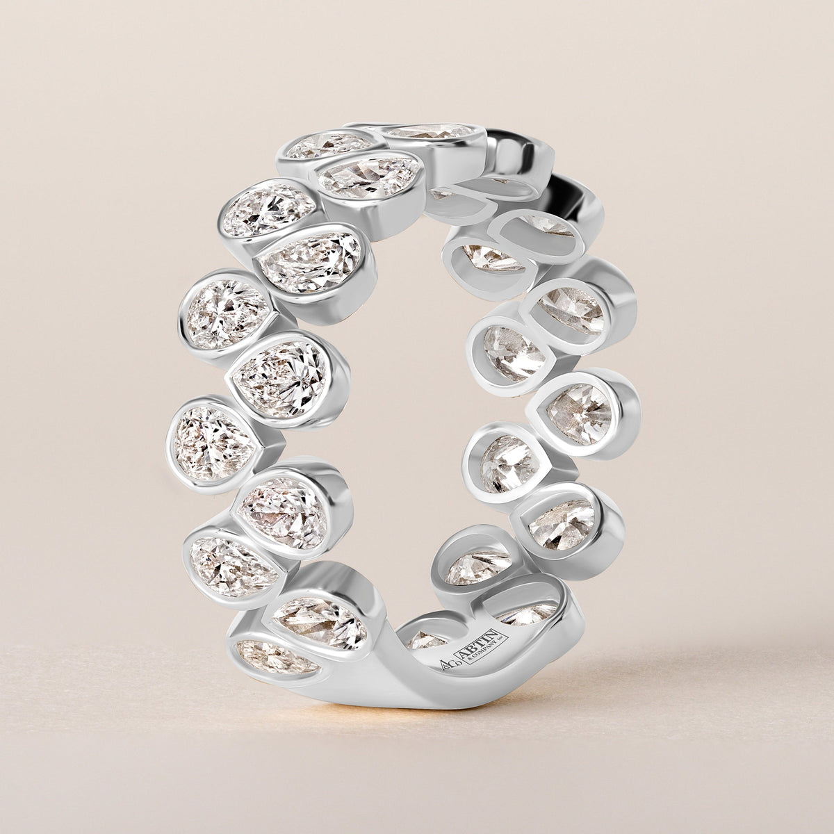 Cascade Tear Drop Band — Three-Quarter Ring ABB-716.2-PR-D-3  - Abtin & Co.
