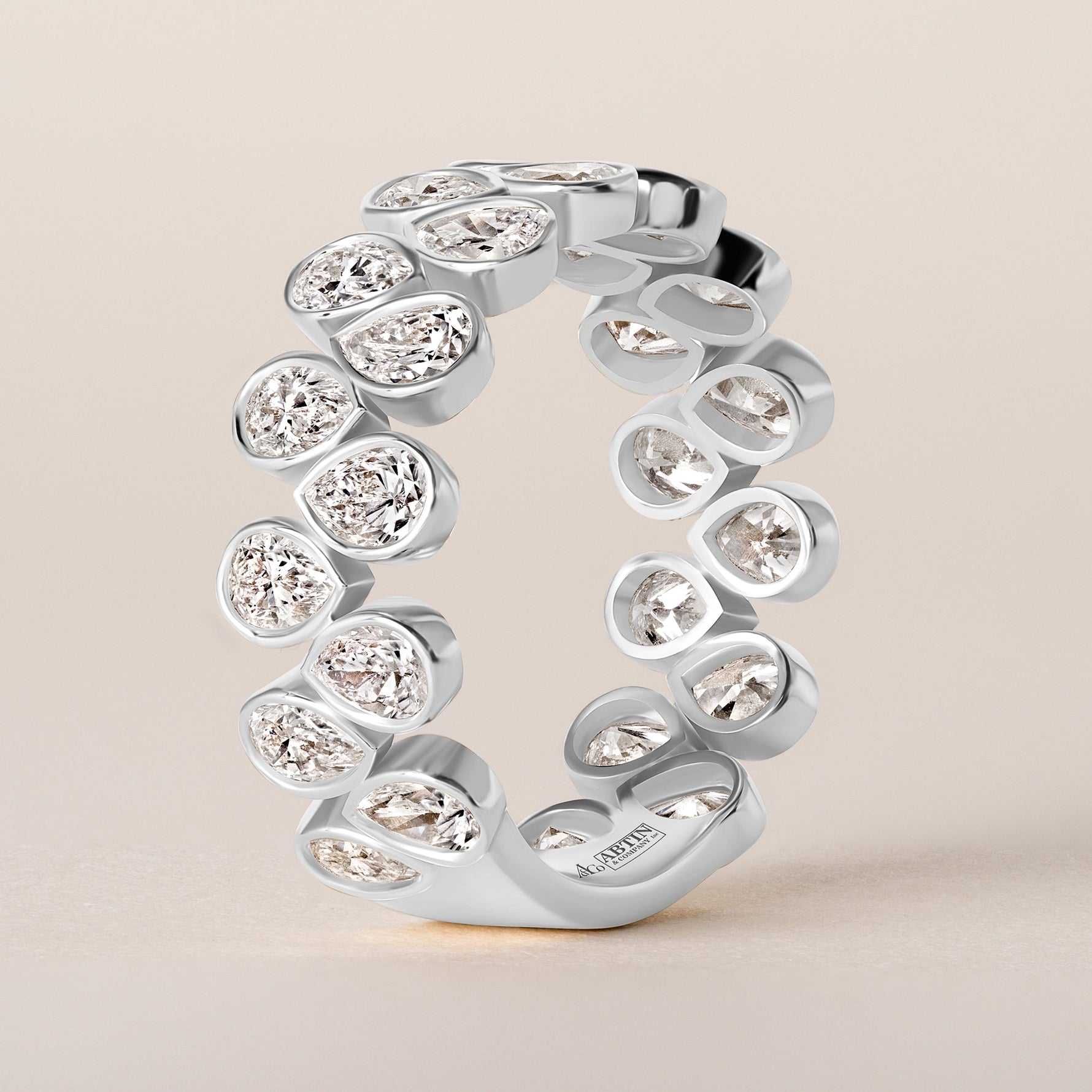 Cascade Tear Drop Band — Three-Quarter Ring ABB-716.2-PR-D-3  - Abtin & Co.