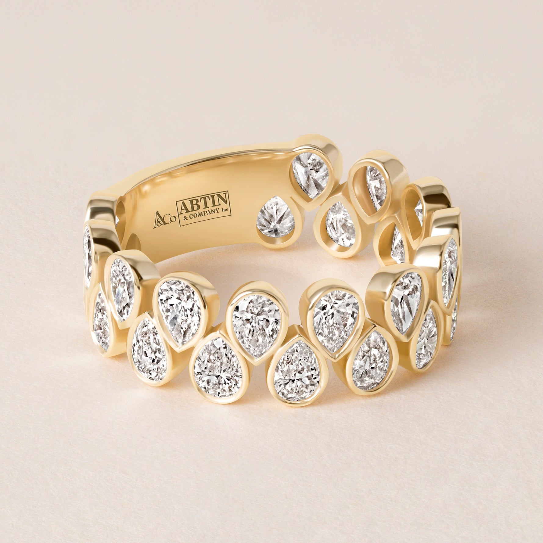 Cascade Tear Drop Band — Three-Quarter Ring ABB-716.2-PR-D-1  - Abtin & Co.