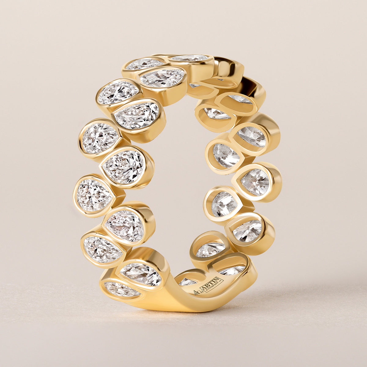 Cascade Tear Drop Band — Three-Quarter Ring ABB-716.2-PR-D-1  - Abtin & Co.