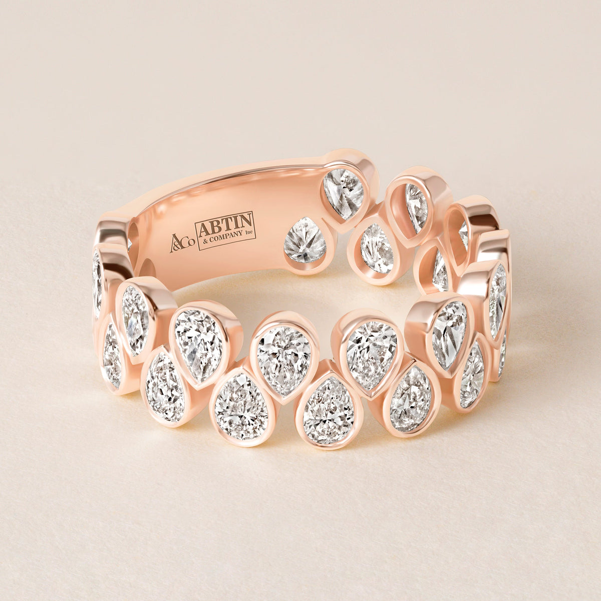Cascade Tear Drop Band — Three-Quarter Ring ABB-716.2-PR-D-5  - Abtin & Co.