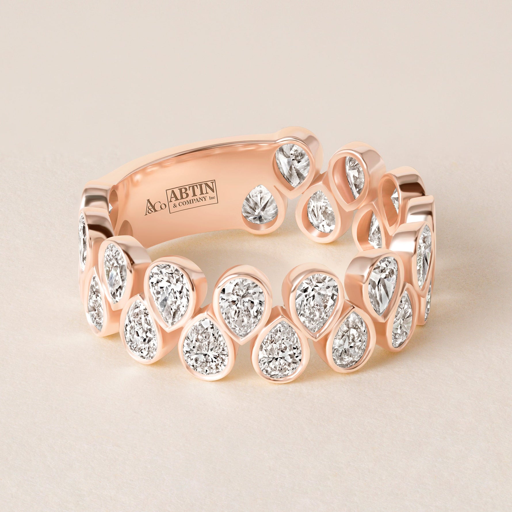 Cascade Tear Drop Band — Three-Quarter Ring ABB-716.2-PR-D-5  - Abtin & Co.