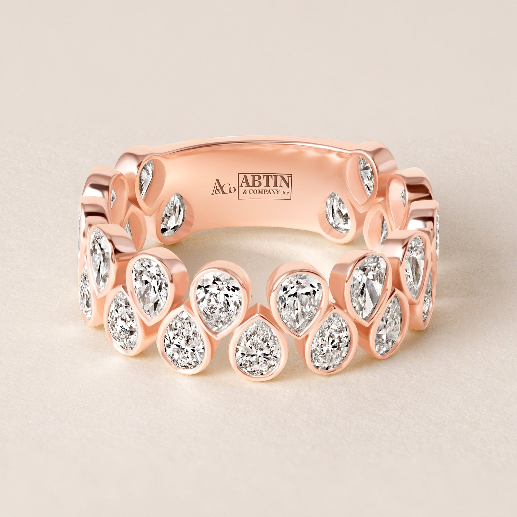 Cascade Tear Drop Band — Three-Quarter Ring ABB-716.2-PR-D-5  - Abtin & Co.