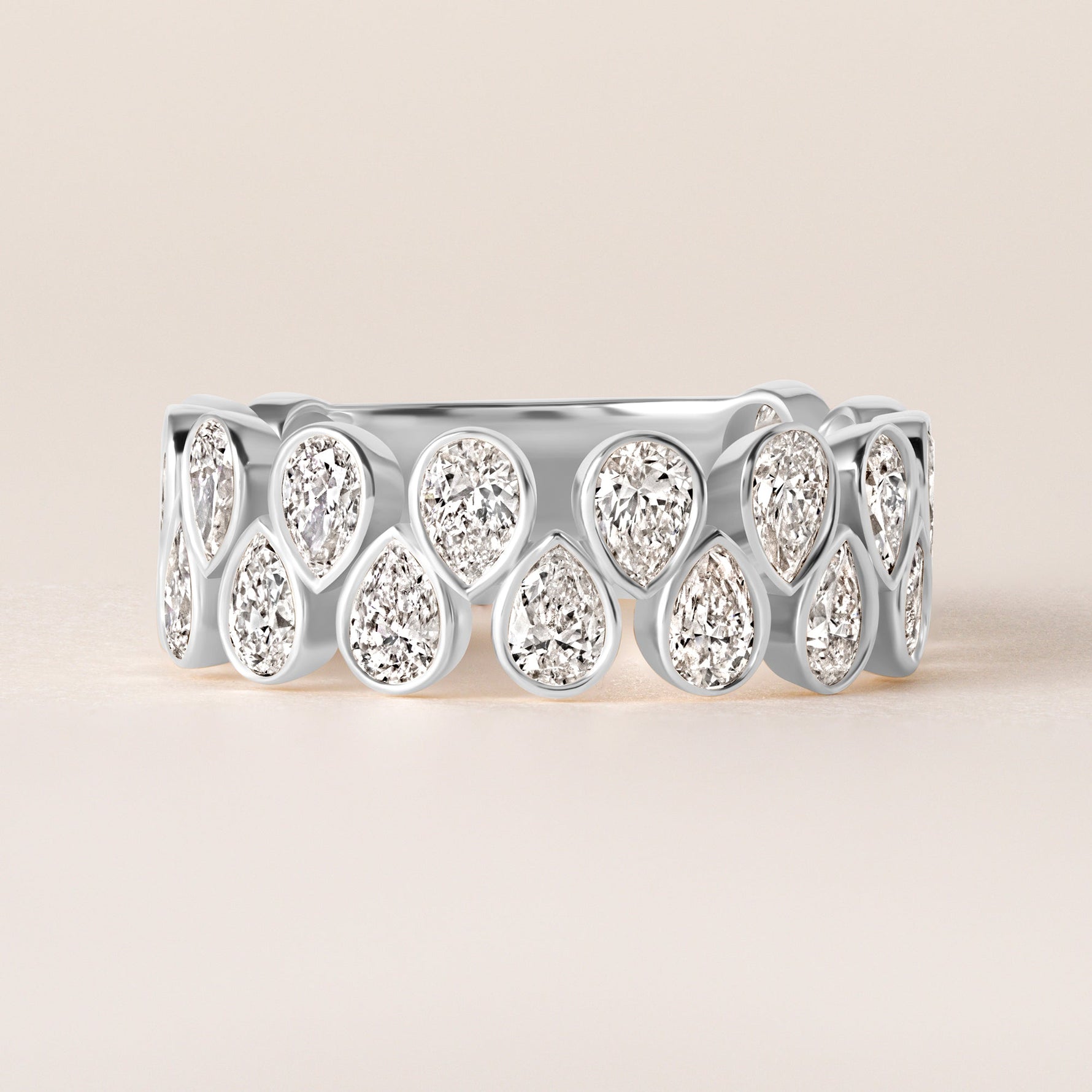 Cascade Tear Drop Band — Three-Quarter Ring ABB-716.2-PR-D-3  - Abtin & Co.