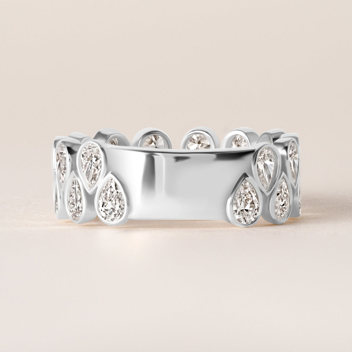 Cascade Tear Drop Band — Three-Quarter Ring ABB-716.2-PR-D-3  - Abtin & Co.