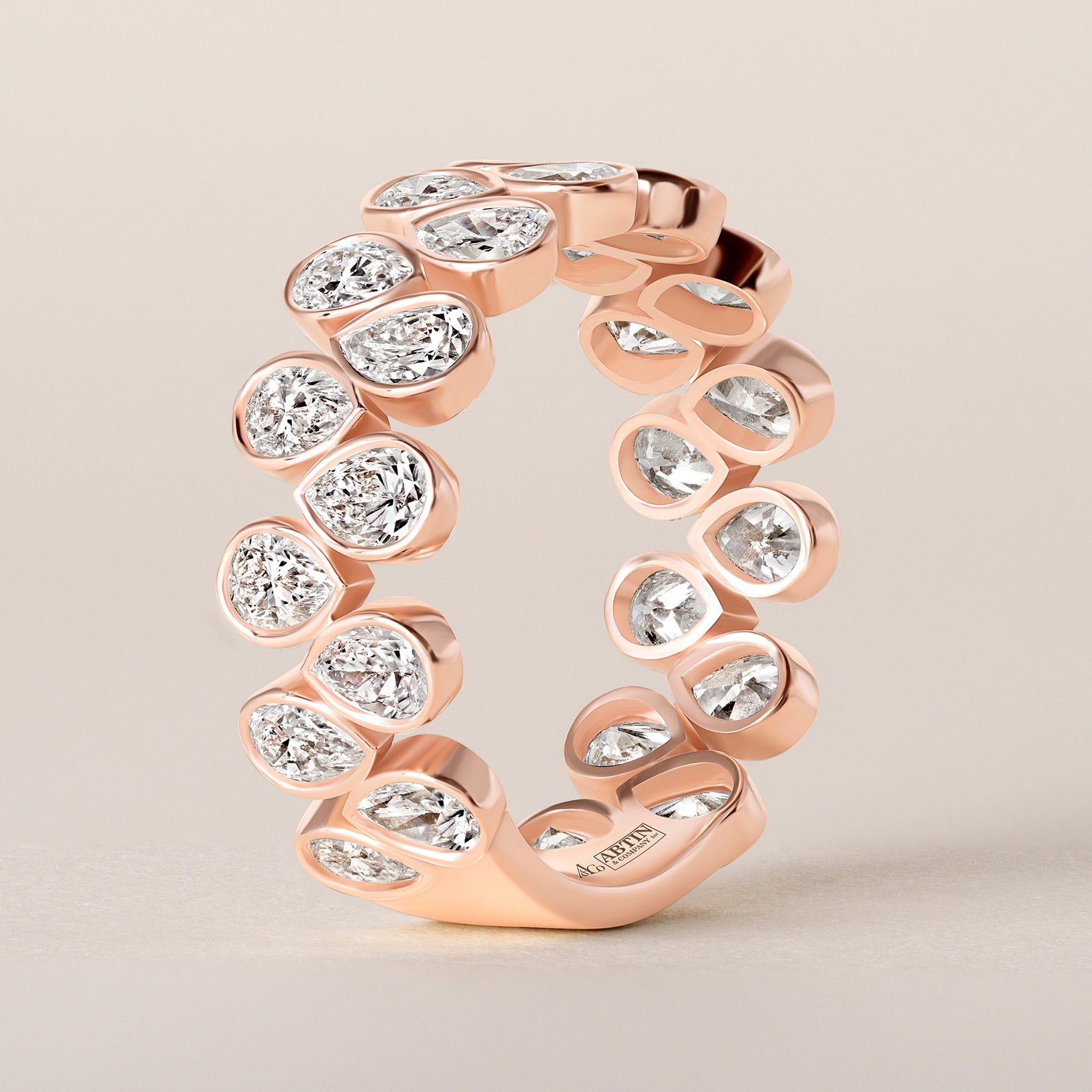 Cascade Tear Drop Band — Three-Quarter Ring ABB-716.2-PR-D-5  - Abtin & Co.