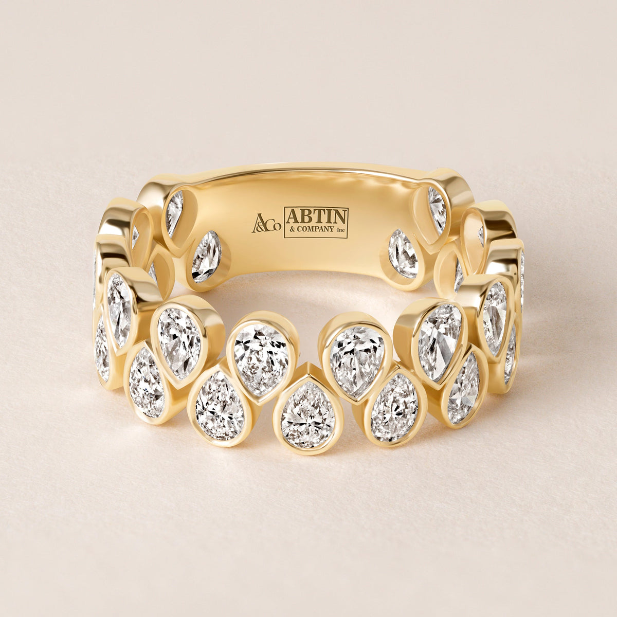 Cascade Tear Drop Band — Three-Quarter Ring ABB-716.2-PR-D-1  - Abtin & Co.