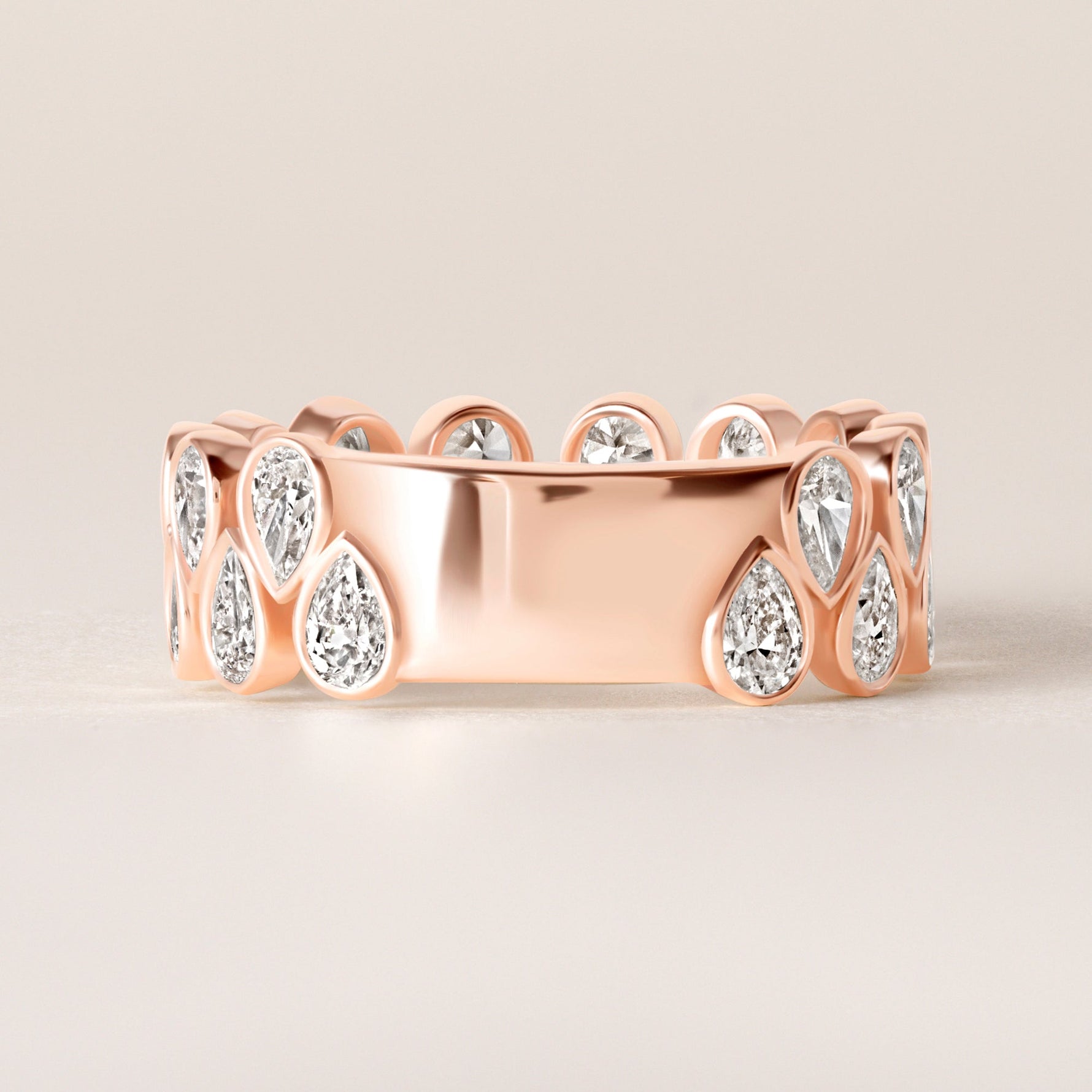 Cascade Tear Drop Band — Three-Quarter Ring ABB-716.2-PR-D-5  - Abtin & Co.