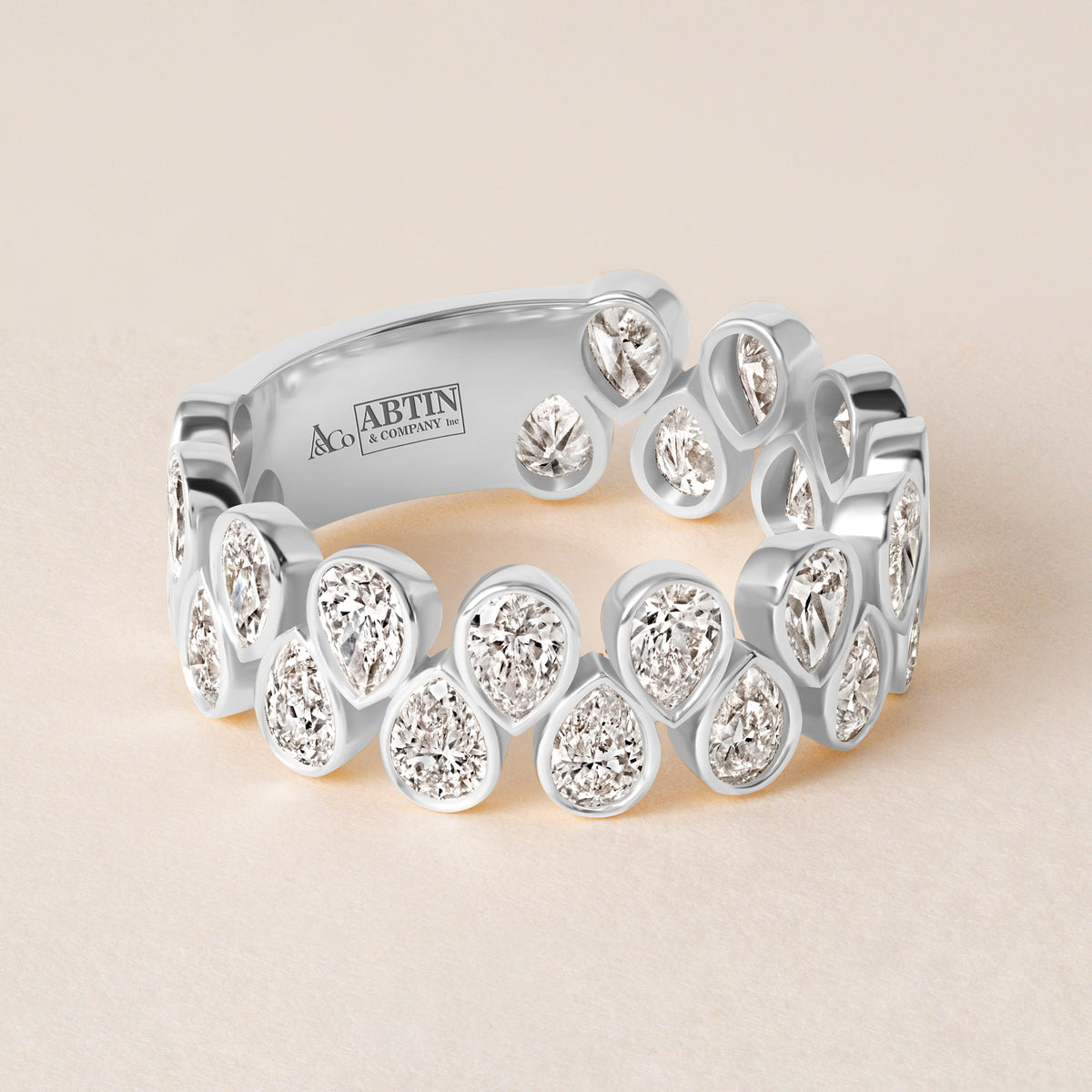 Cascade Tear Drop Band — Three-Quarter Ring ABB-716.2-PR-D-3  - Abtin & Co.