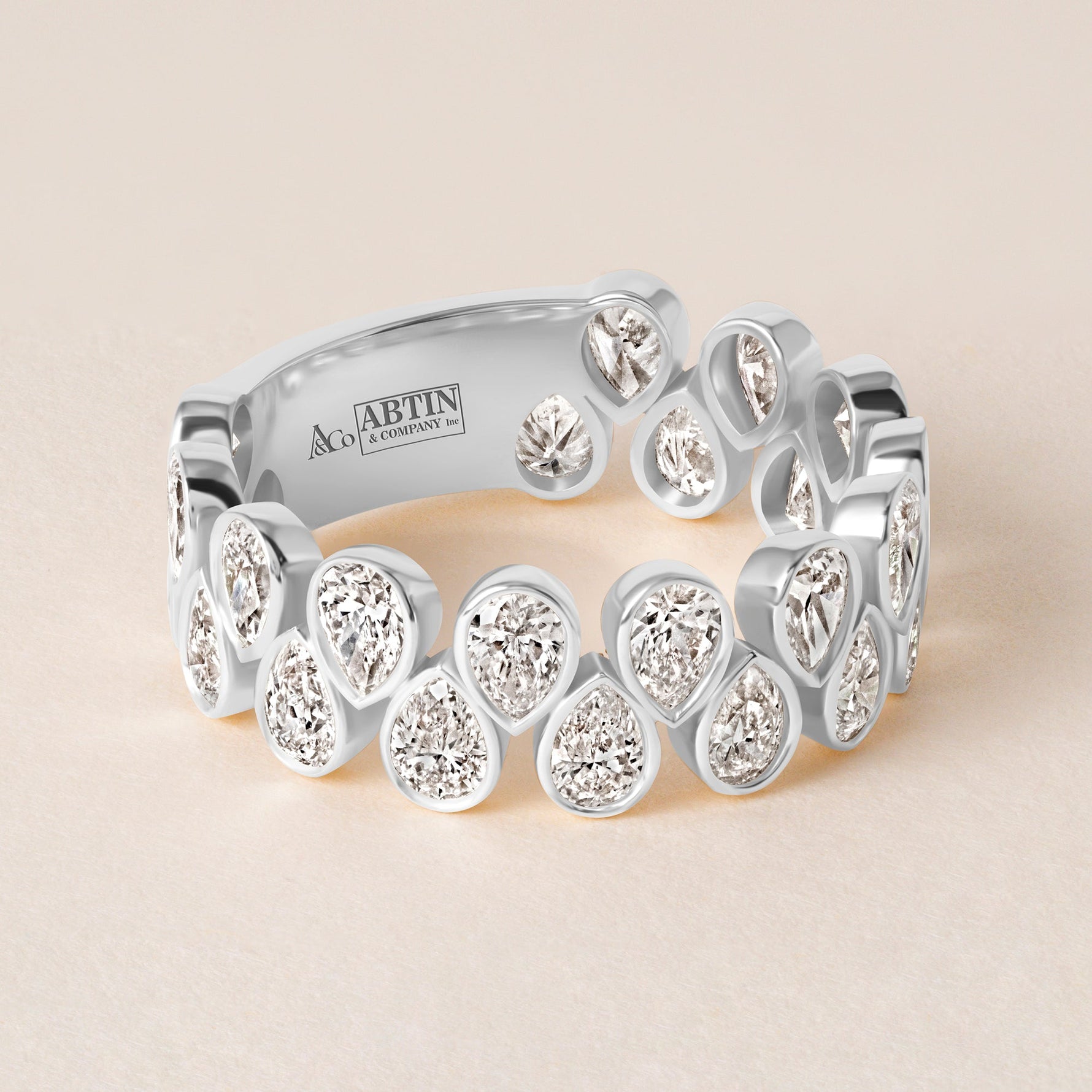 Cascade Tear Drop Band — Three-Quarter Ring ABB-716.2-PR-D-3  - Abtin & Co.