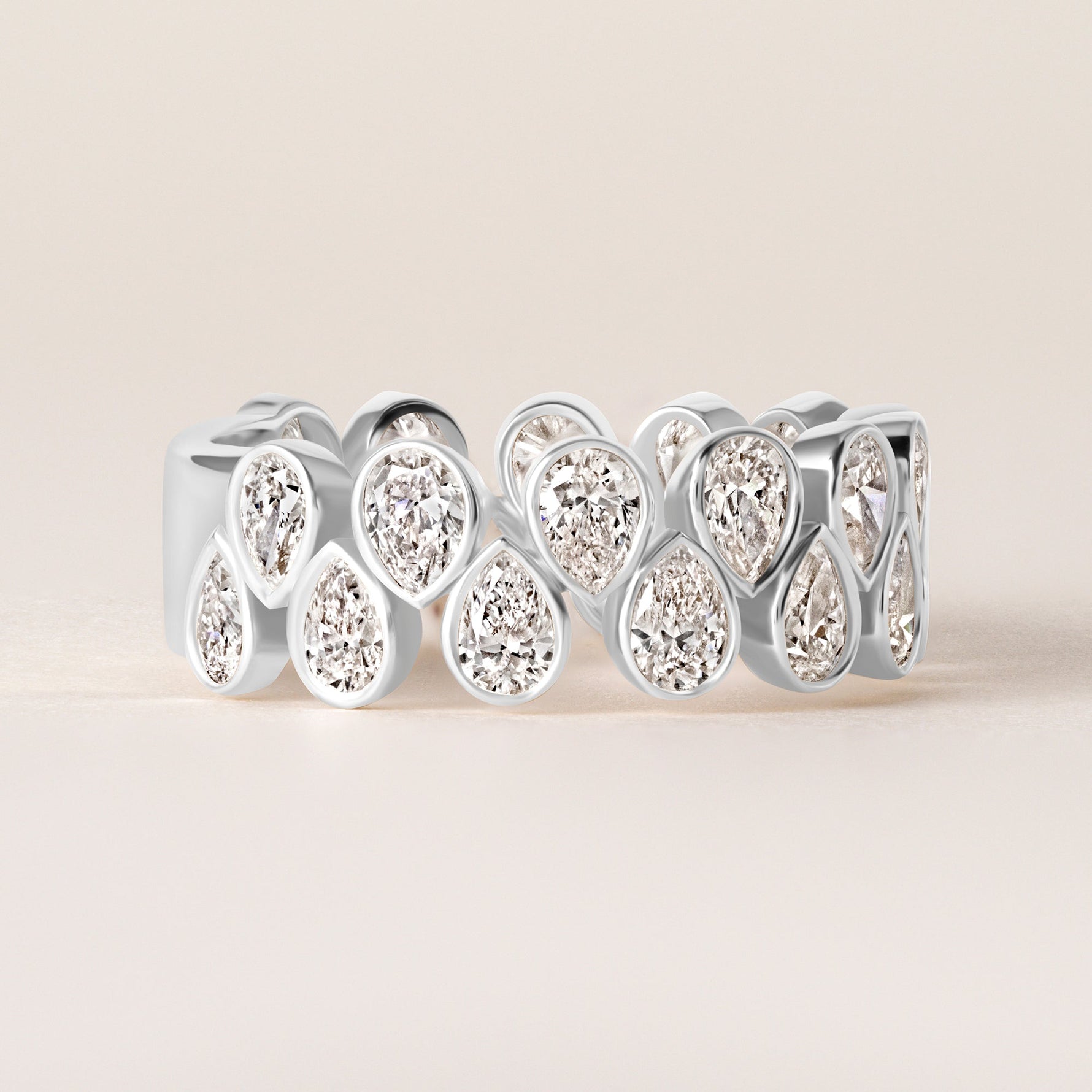 Cascade Tear Drop Band — Three-Quarter Ring ABB-716.2-PR-D-3  - Abtin & Co.