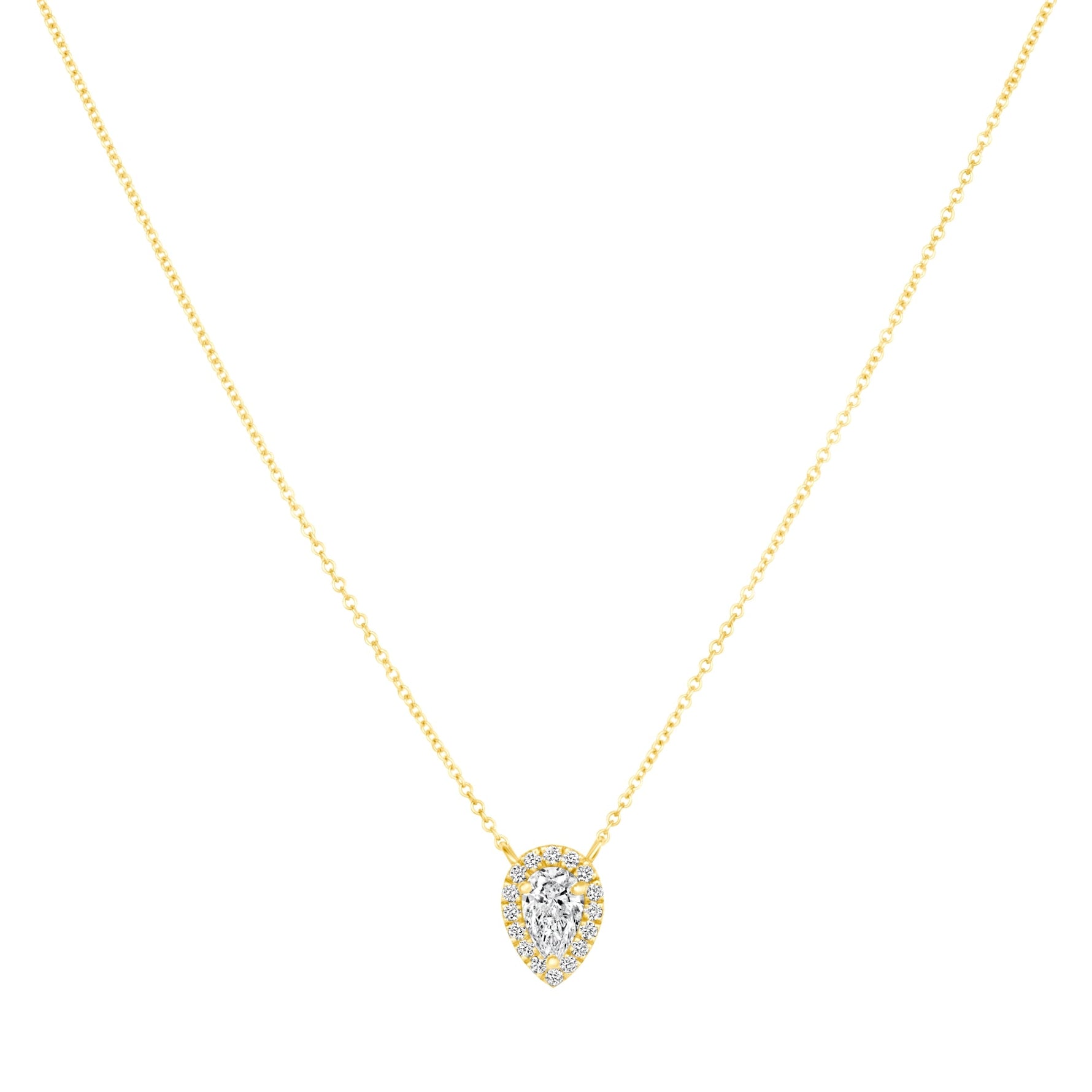 Celeste Teardrop Halo Pendant Pendant ABP-242-LGD-1  - Abtin & Co.