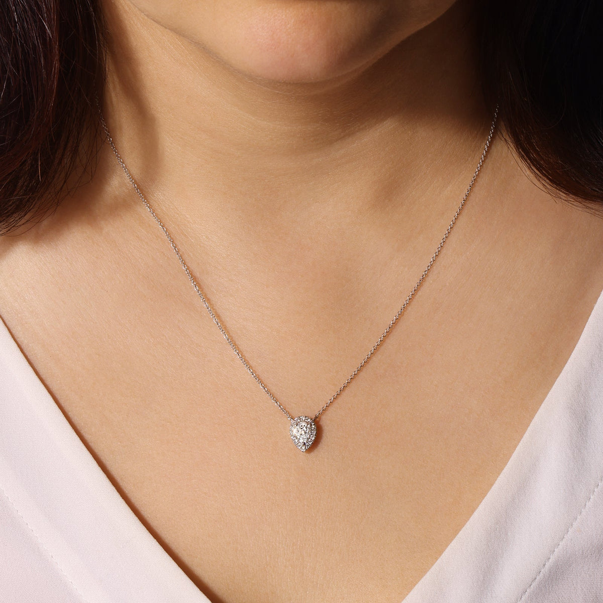 Celeste Teardrop Halo Pendant Pendant ABP-242-LGD-1  - Abtin & Co.