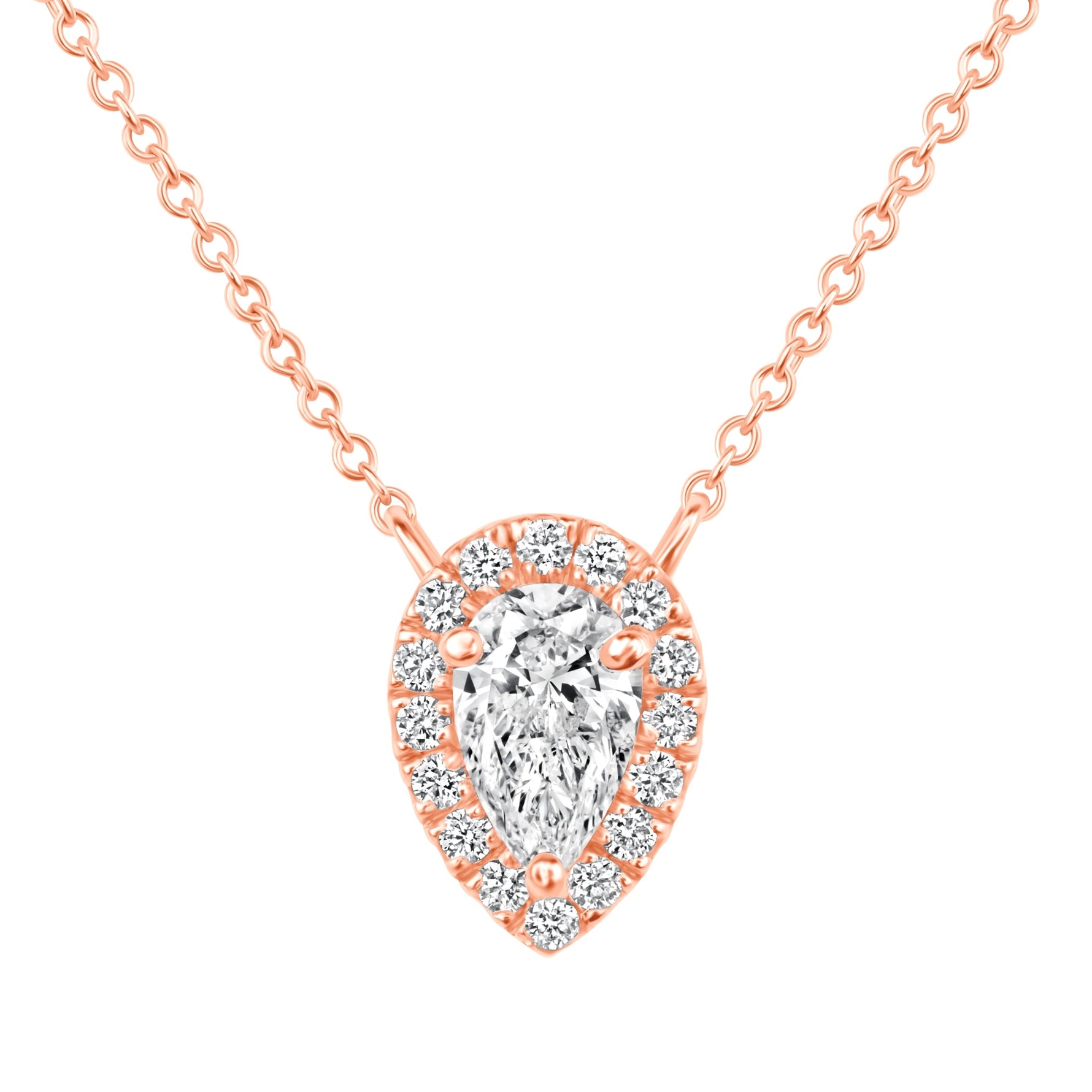 Celeste Teardrop Halo Pendant Pendant ABP-242-LGD-7  - Abtin & Co.
