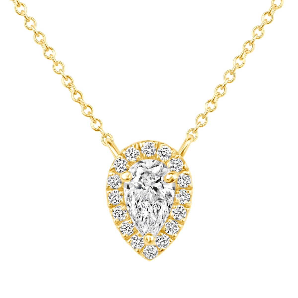 Celeste Teardrop Halo Pendant Pendant ABP-242-LGD-1  - Abtin & Co.
