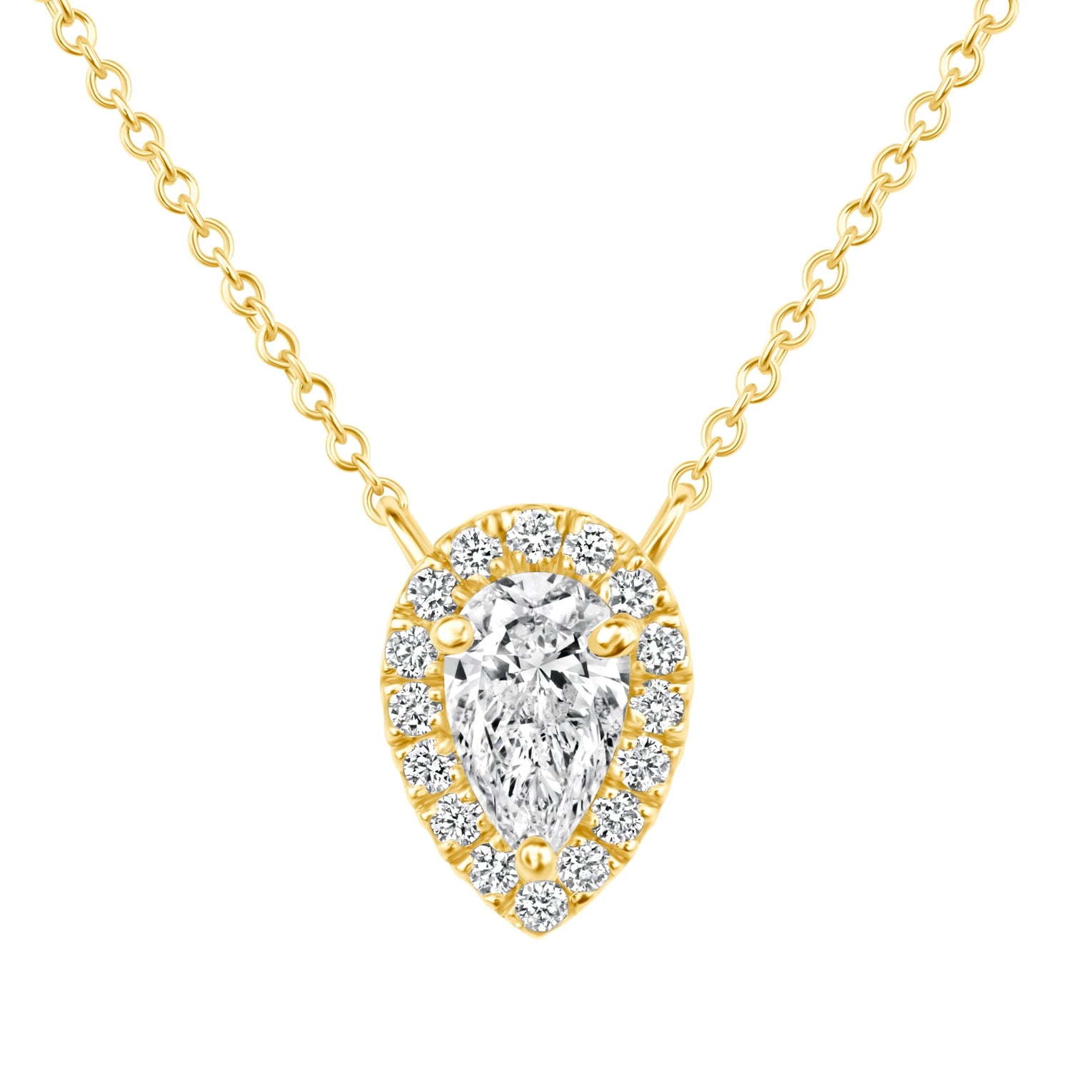 Celeste Teardrop Halo Pendant Pendant ABP-242-LGD-1  - Abtin & Co.