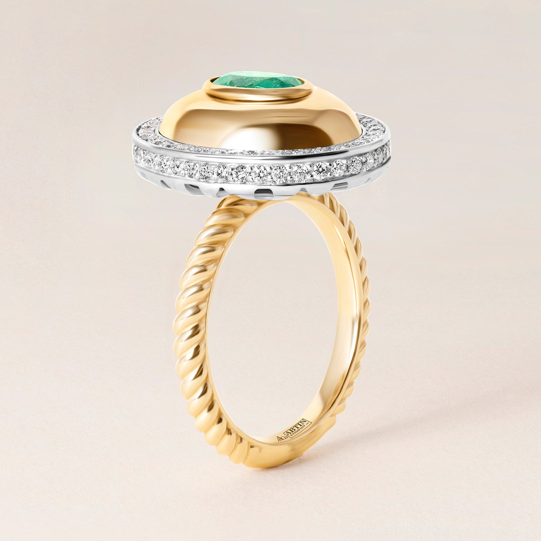 Celestial Emerald Dome Ring Ring ABB-725-EMD-1  - Abtin & Co.