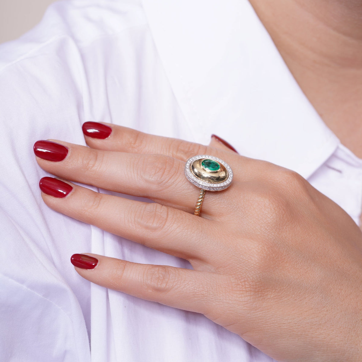 Celestial Emerald Dome Ring Ring ABB-725-EMD-1  - Abtin & Co.