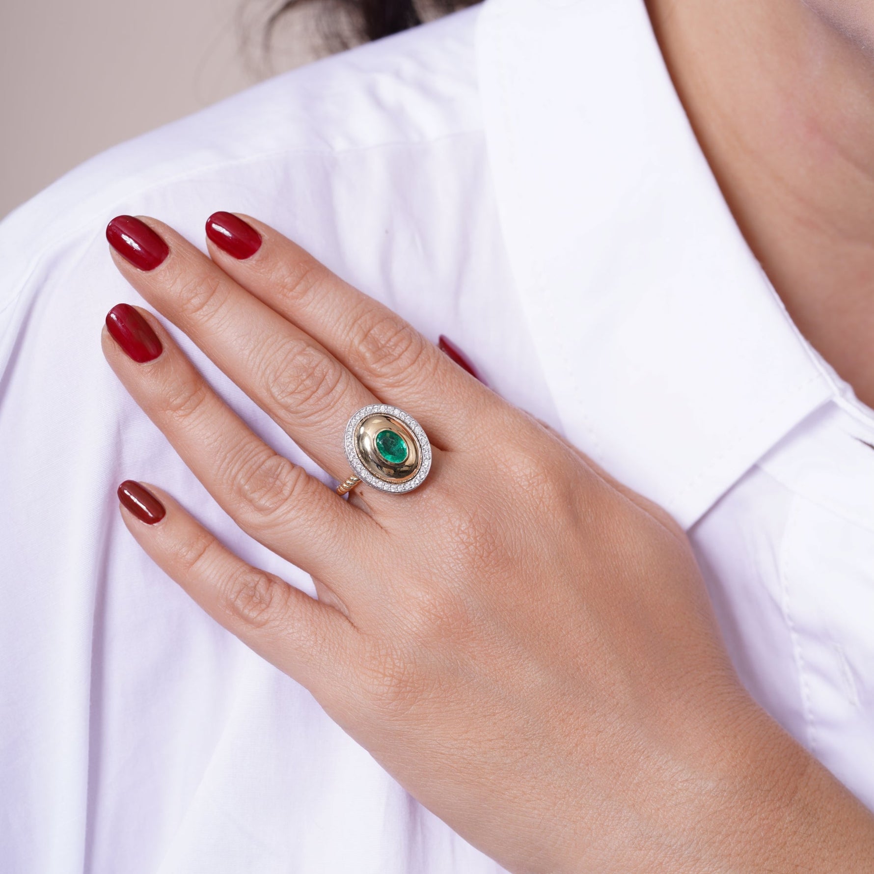 Celestial Emerald Dome Ring Ring ABB-725-EMD-1  - Abtin & Co.