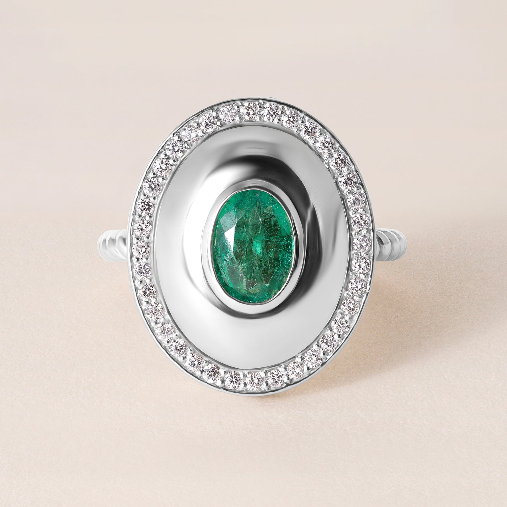 Celestial Emerald Dome Ring Ring ABB-725-EMD-2  - Abtin & Co.