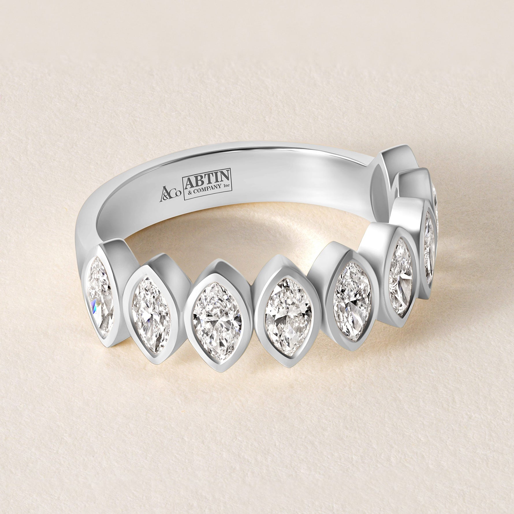 Contour Marquise Band — Halfway Ring ABB-724.1-D-3  - Abtin & Co.
