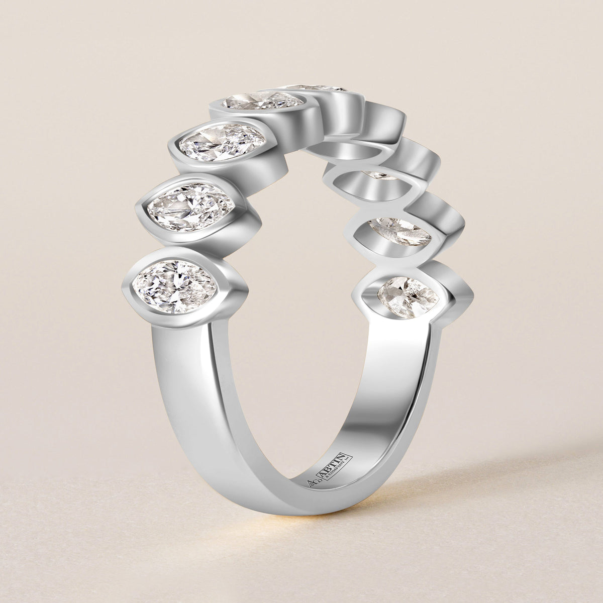 Contour Marquise Band — Halfway Ring ABB-724.1-D-3  - Abtin & Co.