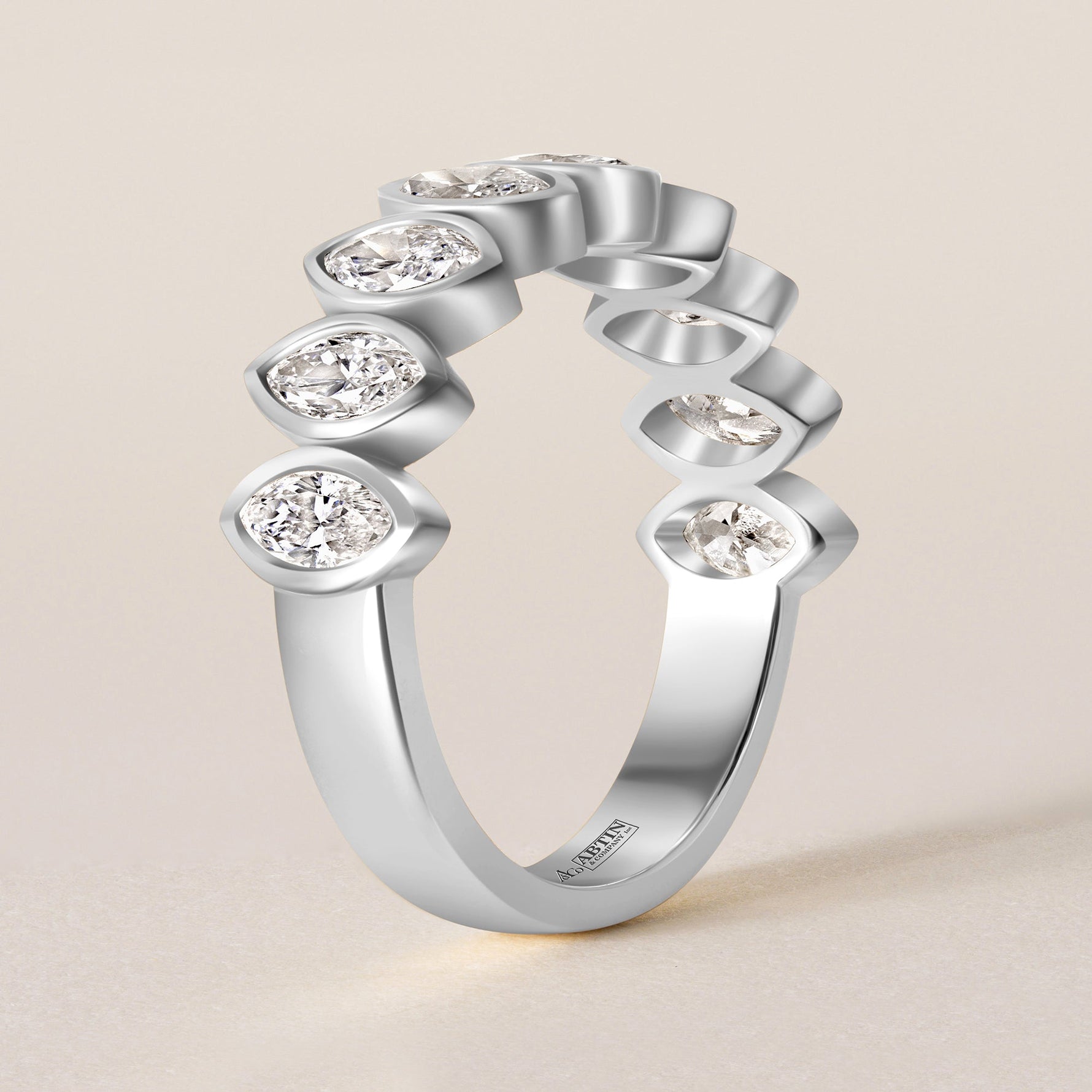 Contour Marquise Band — Halfway Ring ABB-724.1-D-3  - Abtin & Co.