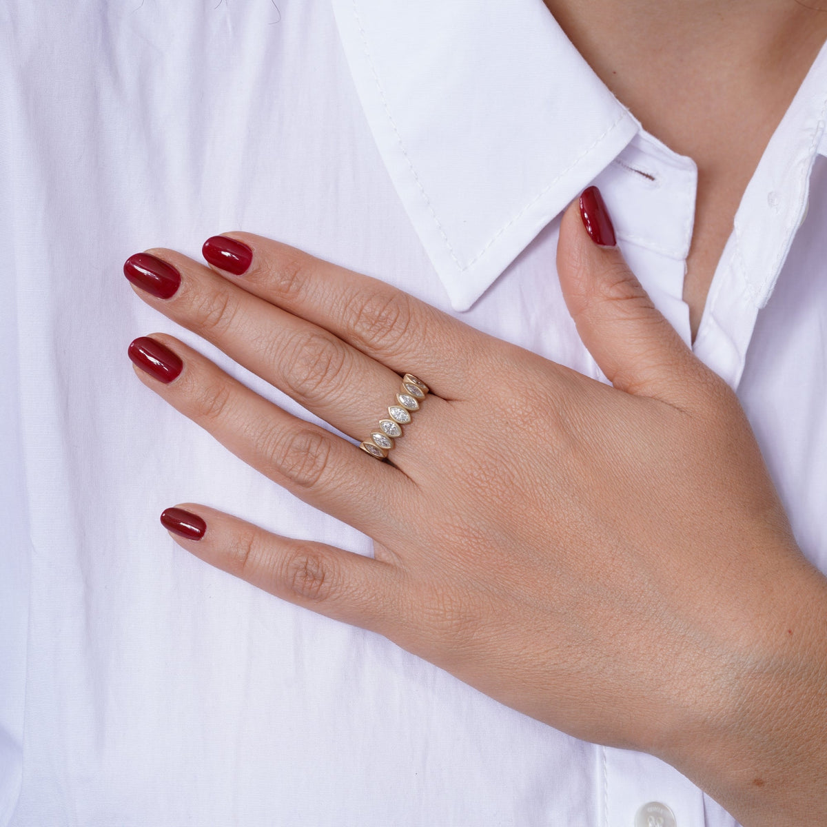 Contour Marquise Band — Three-Quarter Ring ABB-724.2-D-1  - Abtin & Co.