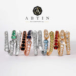 14K Gold Diamond & Emerald Bezel Bypass Ring Band - Abtin & Company 