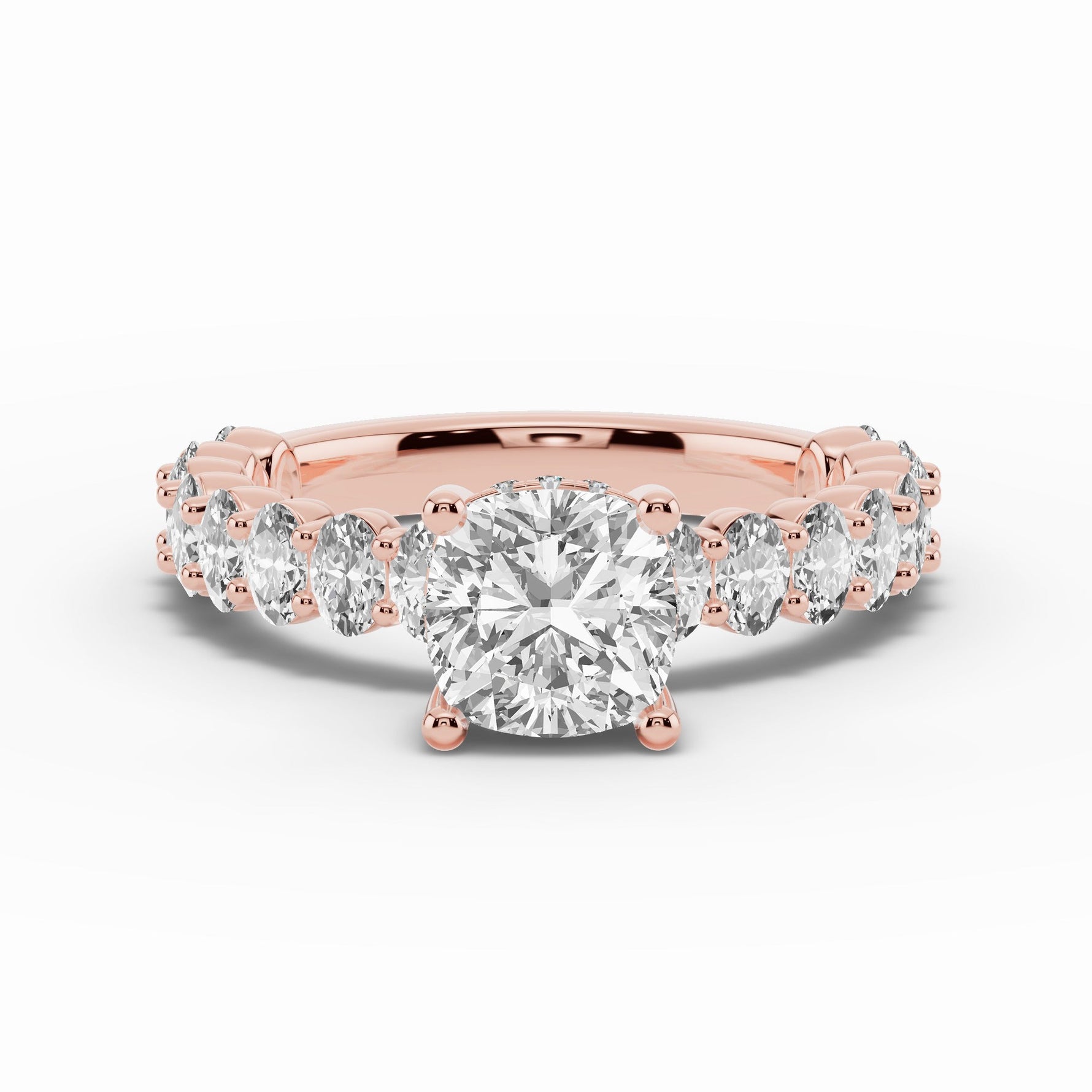 Cushion Aurielle Crown Engagement Ring Ring ABER-106-CU-LGD-11  - Abtin & Co.
