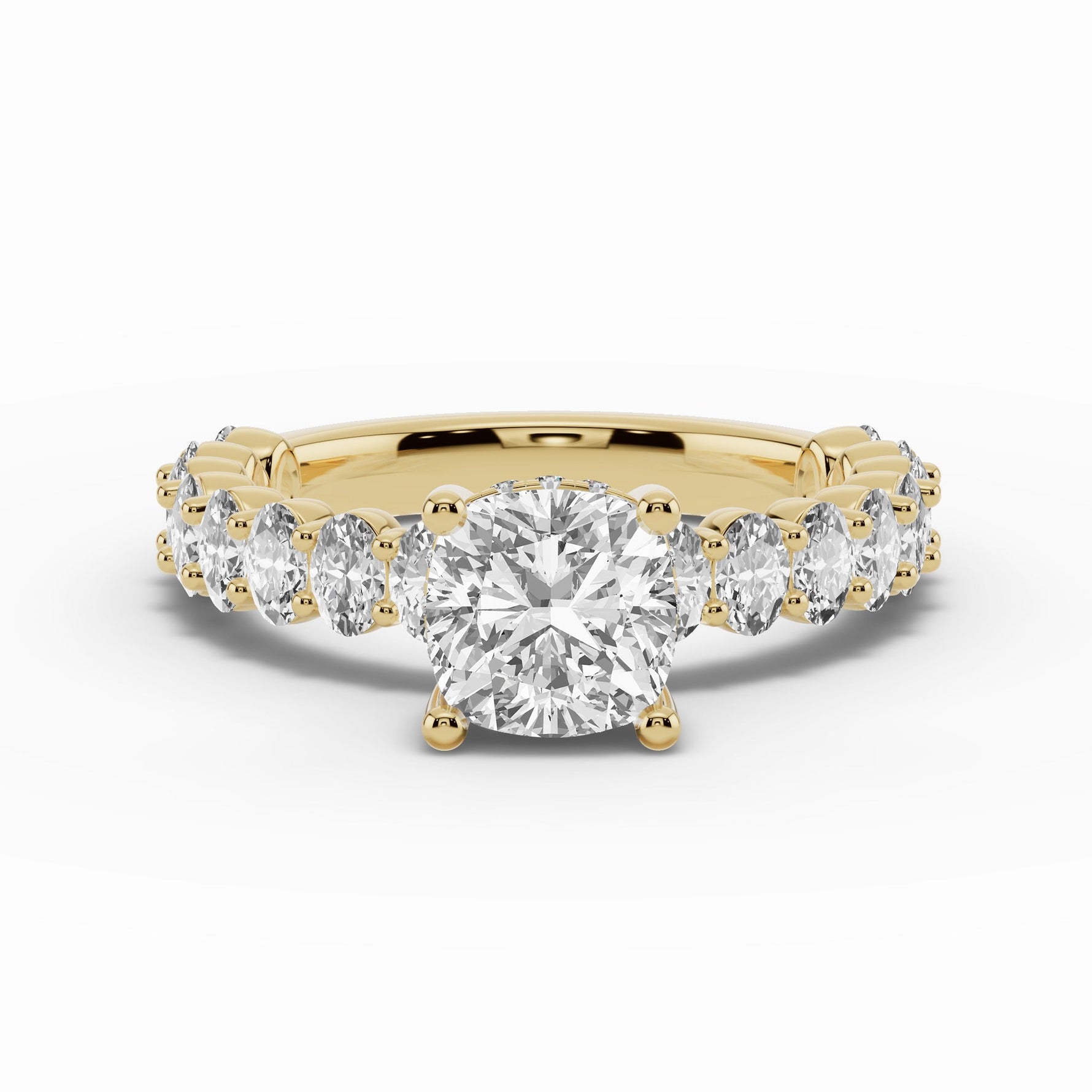 Cushion Aurielle Crown Engagement Ring Ring ABER-106-CU-LGD-1  - Abtin & Co.