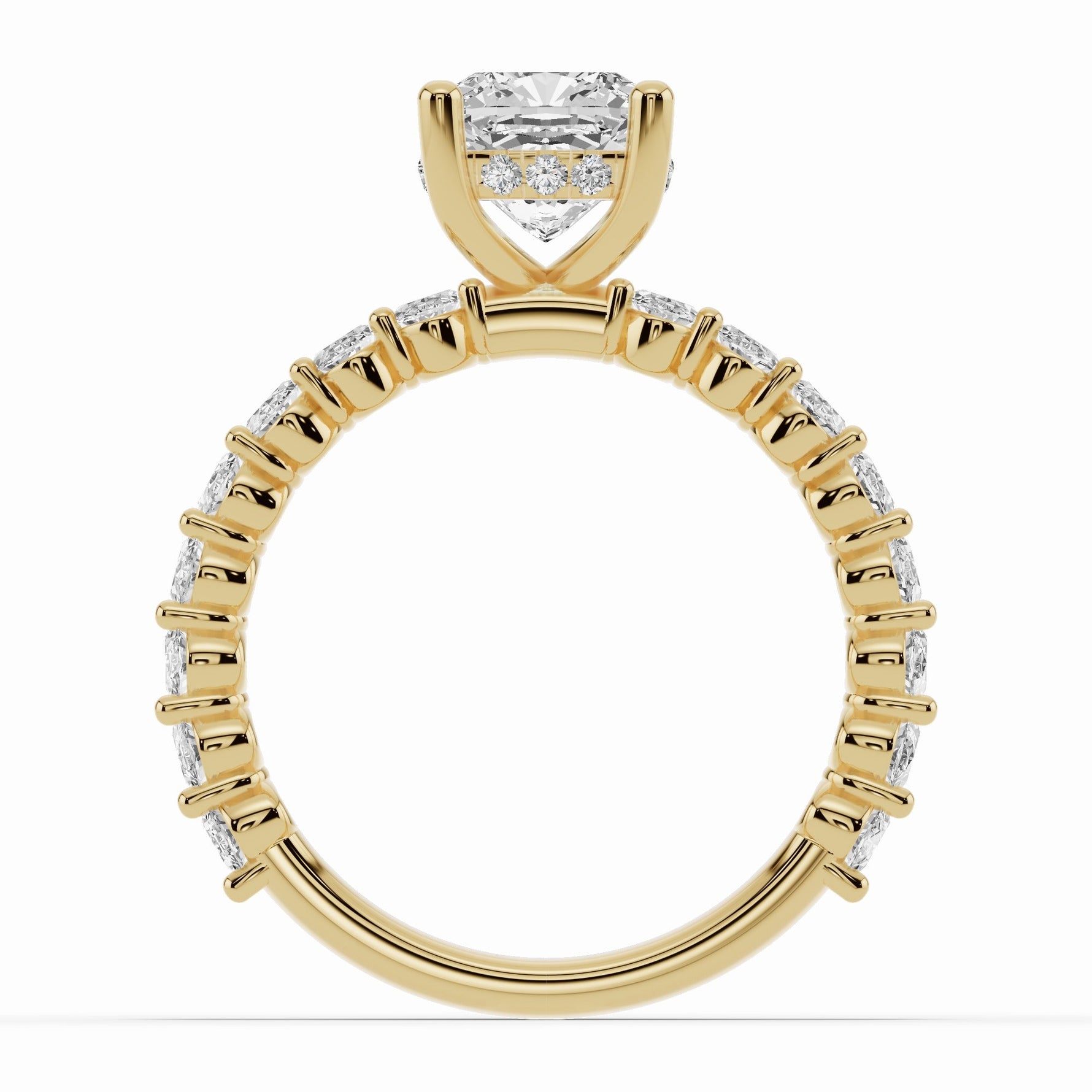 Cushion Aurielle Crown Engagement Ring Ring ABER-106-CU-LGD-1  - Abtin & Co.