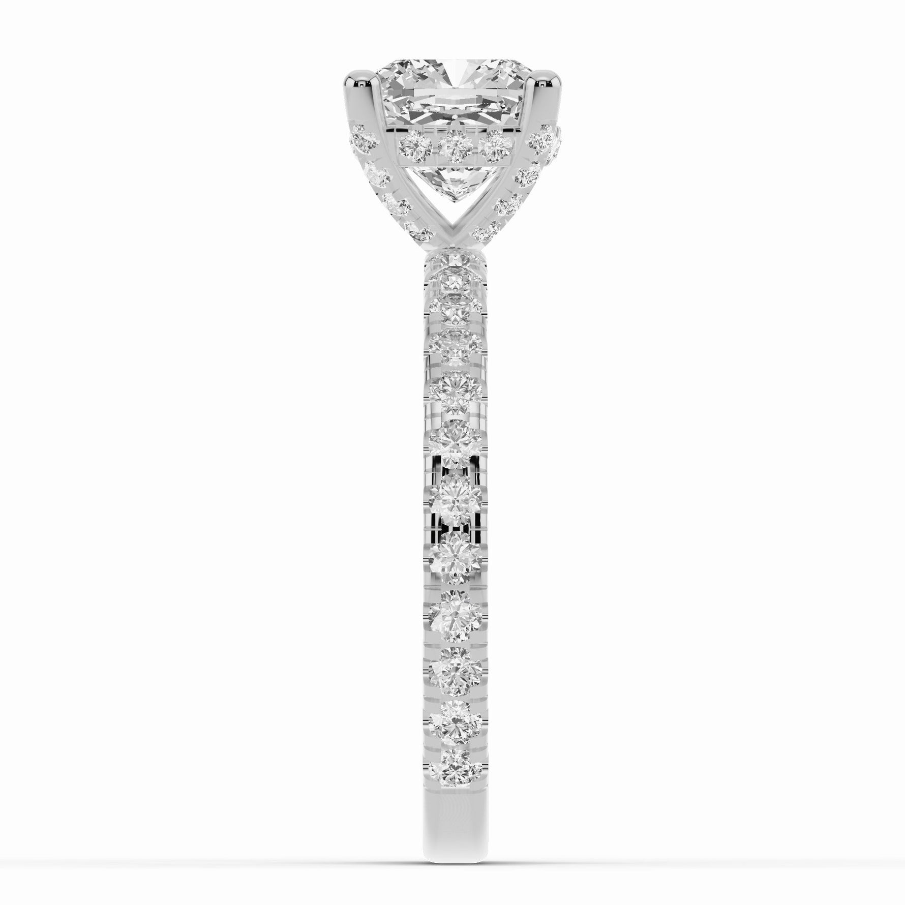 Cushion Coronet Diamond Crown Engagement Ring Ring ABER-105-CU-LGD-6  - Abtin & Co.