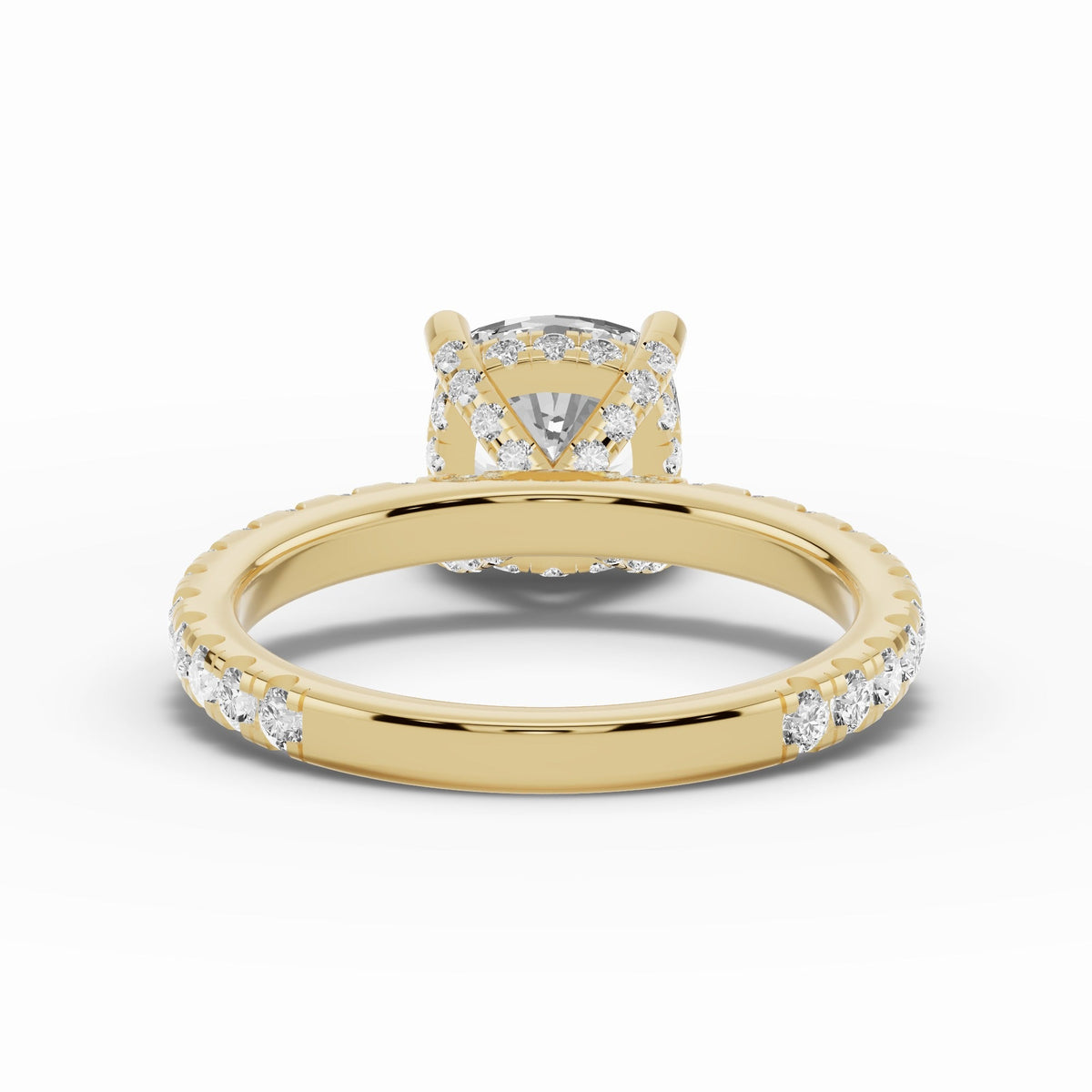 Cushion Coronet Diamond Crown Engagement Ring Ring ABER-105-CU-LGD-1  - Abtin & Co.